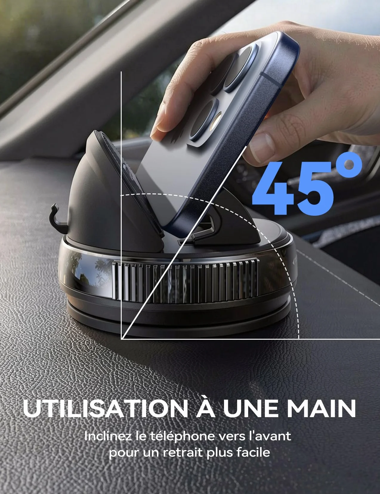 JOYROOM Support Téléphone Voiture Tableau de Bord [Gel & Ventouse] Porte Telephone Voiture Compatible avec Coques jusqu'à 19 mm, Car Phone Holder pour iPhone/Samsung/Google/Android Smartphones