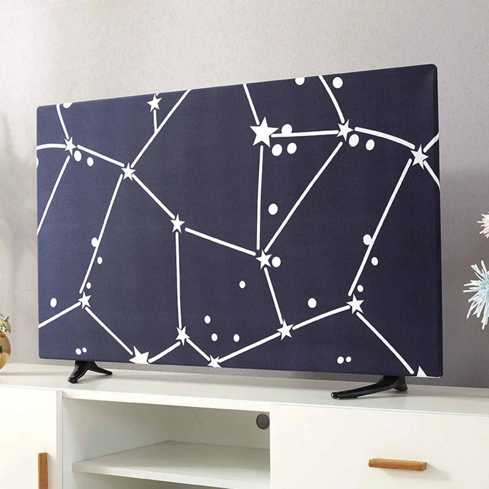 Housse TV Universelle,Protection Anti-poussière pour téléviseur - Accessoire décoration TV en Tissu Polyester Haute densité pour téléviseur Plat LCD 32-65 Pouces et télé seur