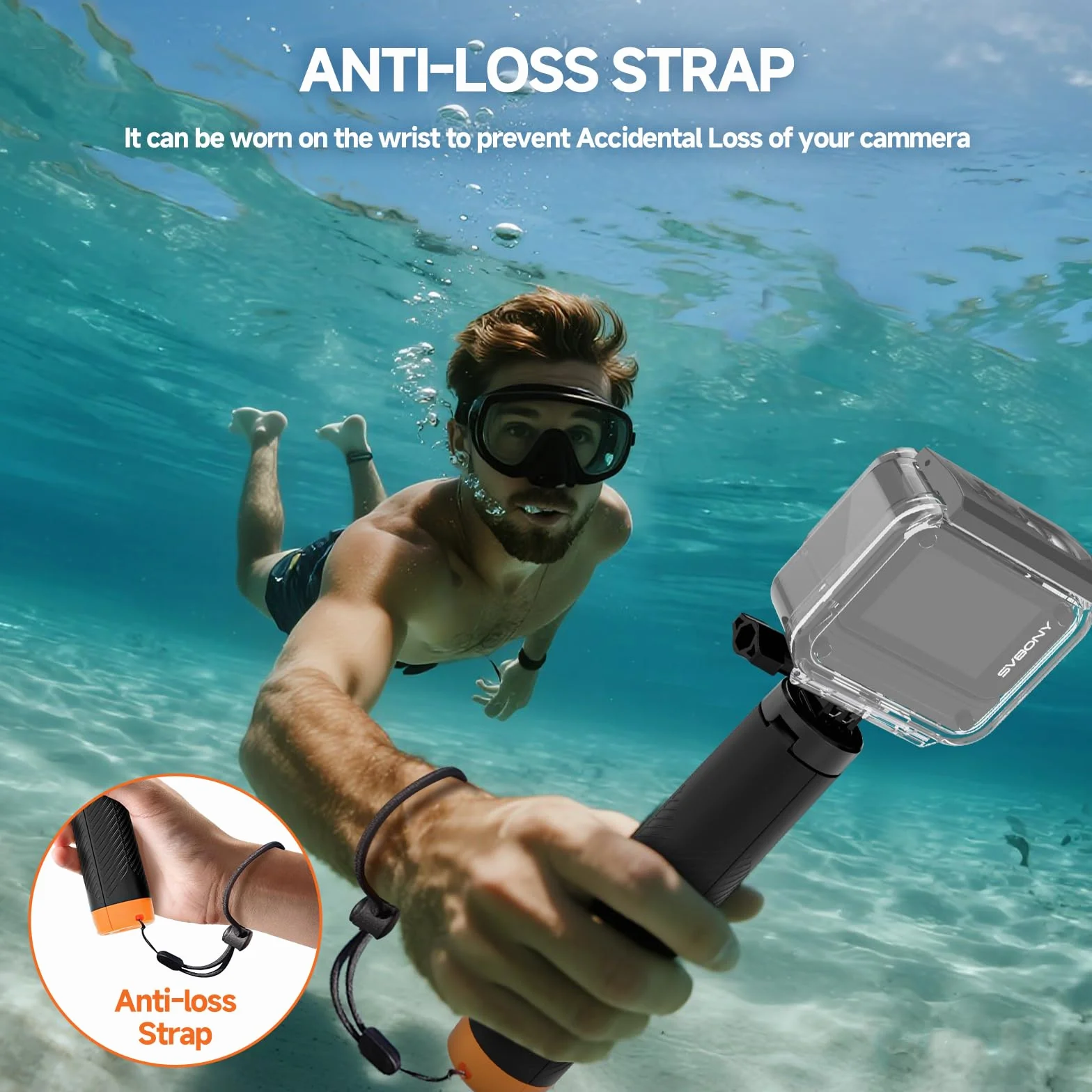 Svbony (2nd) Perche à Selfie 3in1 étanche Compatible avec GoPro Hero 13, 12, 11, 10, 9, 8, Compatible avec DJI Osmo Action 5 Pro 4 3, Compatible avec Insta360 Ace Pro 2, Convient aux Sports Nautiques