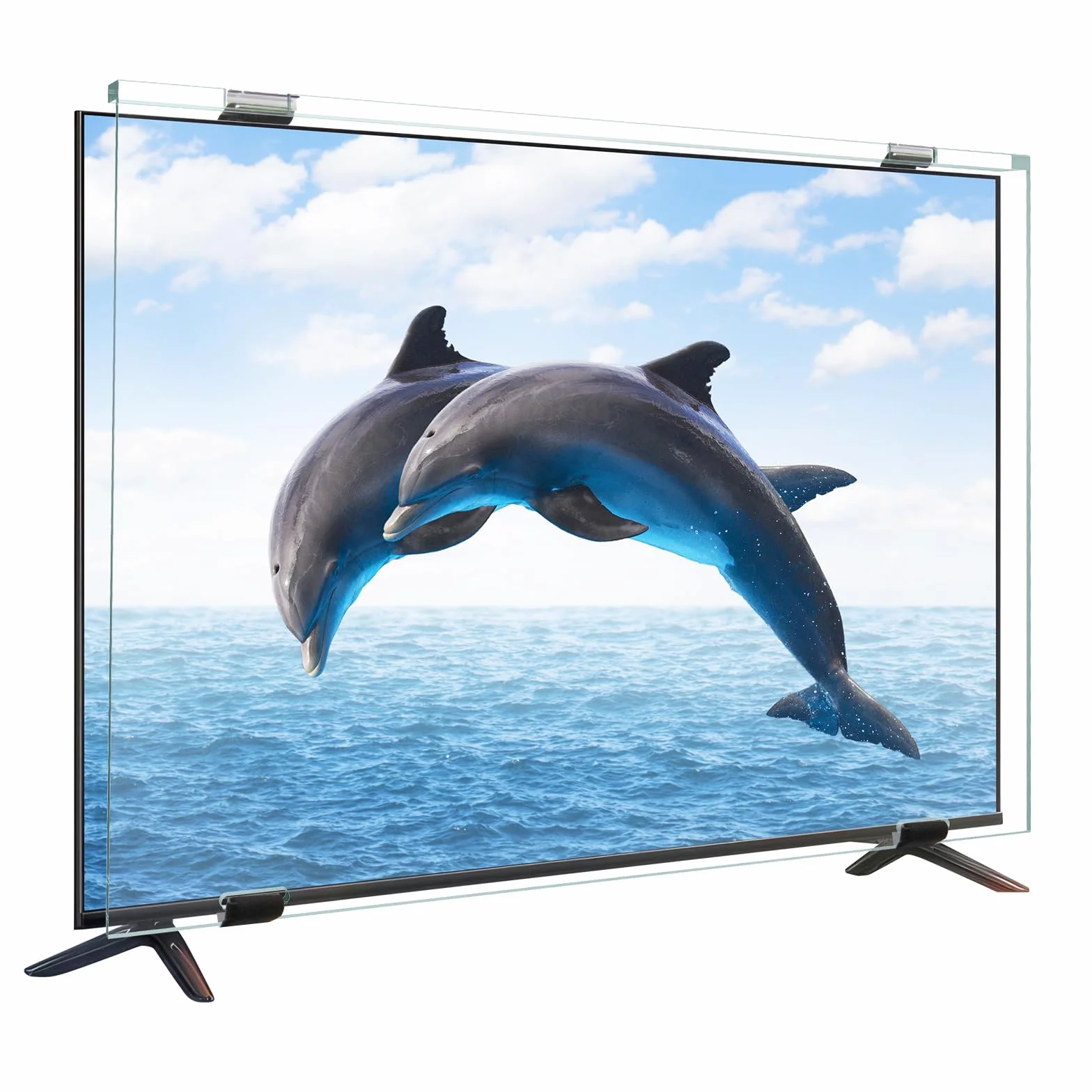 Qoosea Protecteur d'écran TV 55 Pouces HD Transparent Acrylique Anti-Rayures pour Téléviseur Support Unique/Double