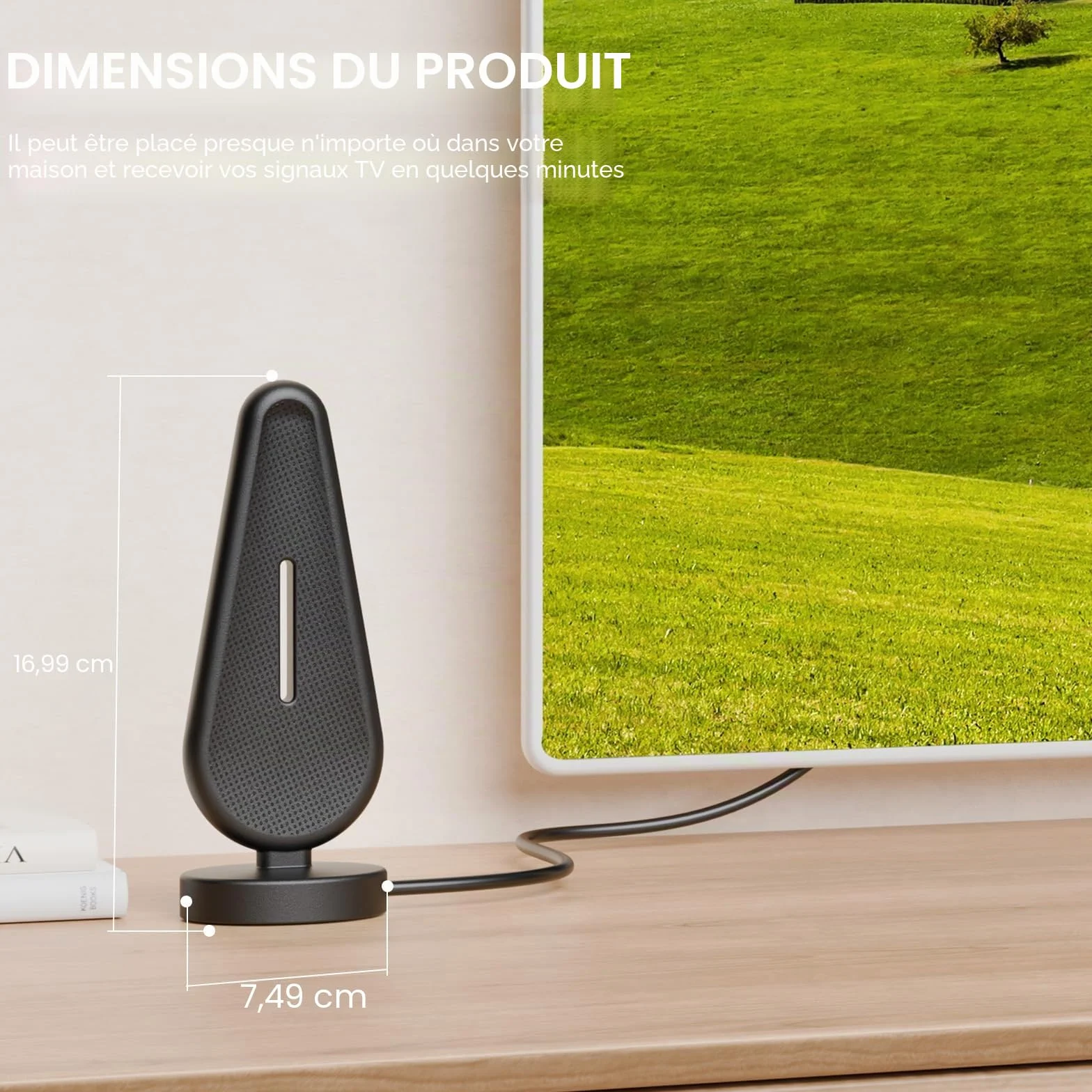 Antenne TV Intérieure Puissante - Optimisée pour 720p, 1080p, 4k - Réception Exceptionnelle des Chaînes TNT en Intérieur pour Une Expérience TV Impeccable