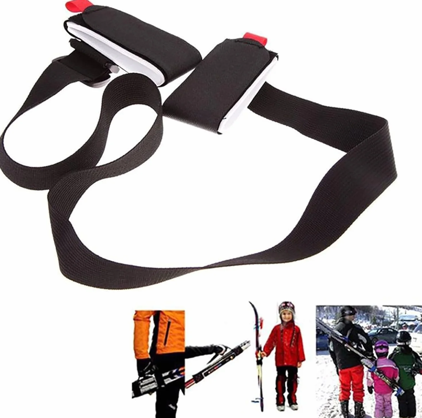 Skimate Sangles de Ski Porte-Ski Accessoires de traîneau Bandoulière de Snowboard réglable 3pcs