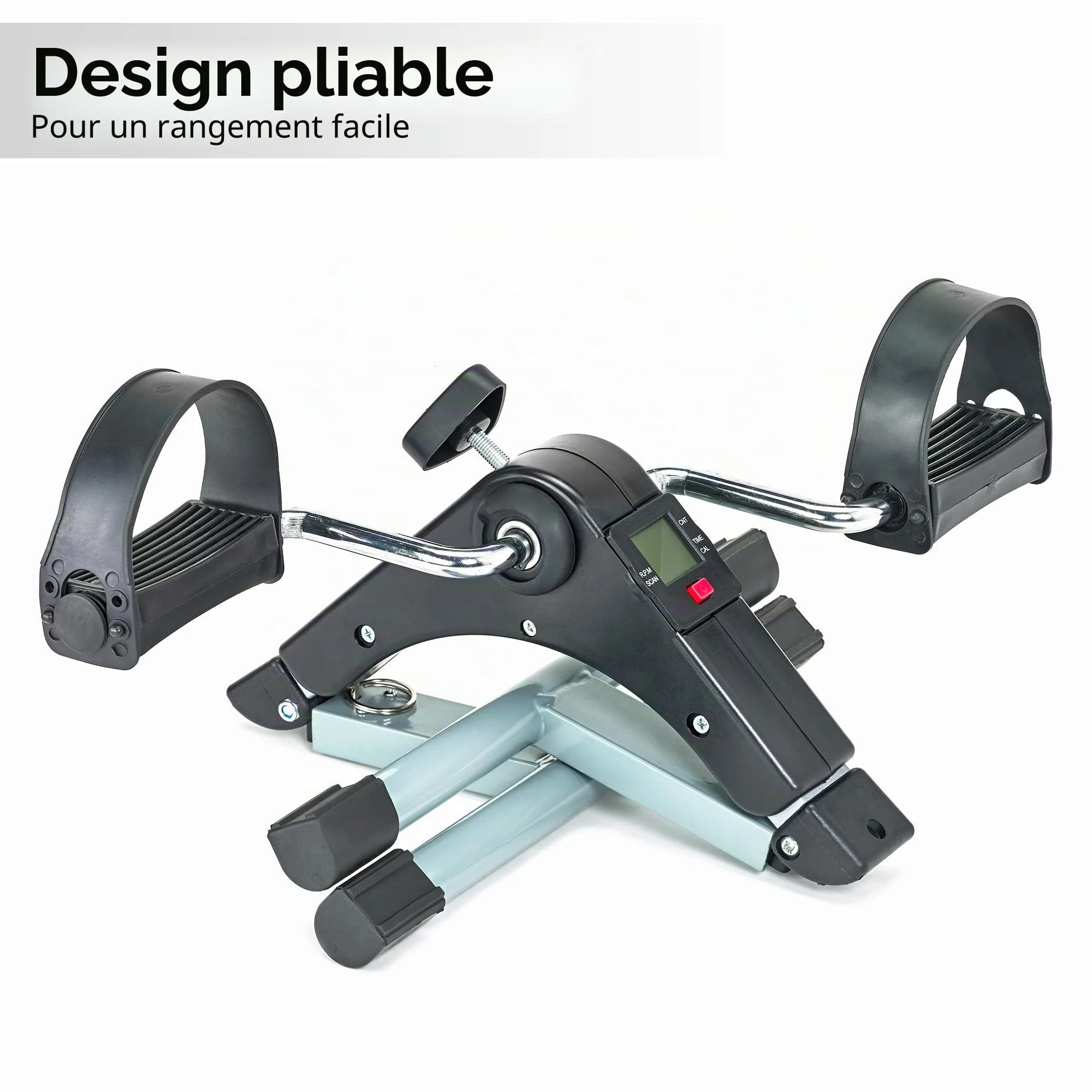 Mini Vélo d'Appartement Pédalier Pliable avec Résistance Réglable et Ecran LCD pour Seniors