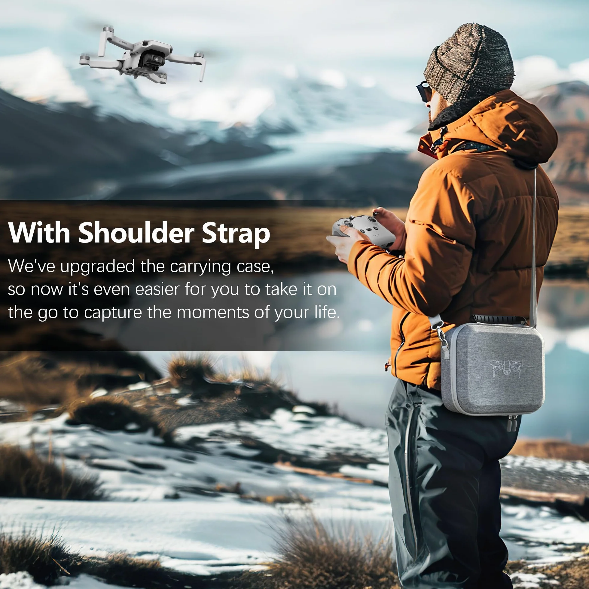 FPVtosky Mini 4K Étui Rigide, Sac de Transport pour DJI Mini 4K/ 2/2 SE Drone Accessoires avec 2 x Joysticks, 1 x Supports d'hélice et 1 x Protecteur de Joystick, Gris