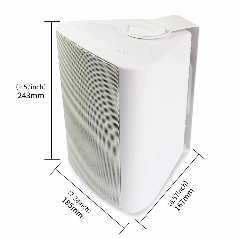 Herdio Haut-parleurs extérieurs passifs 5,25 Pouces câblés étanches, 300 Watts Haut-parleurs murales Tout Temps pour Patio, intérieur, terrasse, Jardin (1 Paire, Blanc)