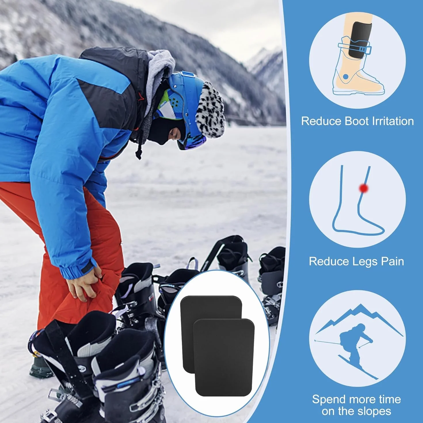 Protège-tibias en mousse épaisse pour chaussures de ski snowboard et bottes