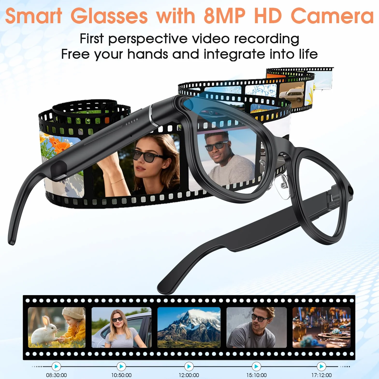 2026 AI Smart Glasses 4K Caméra HD 1200P Lunettes avec Enregistrement vidéo, Traduction simultanée/Identification d'objet GPT, lentilles photochromiques, avec étui de Charge 3600 mAh