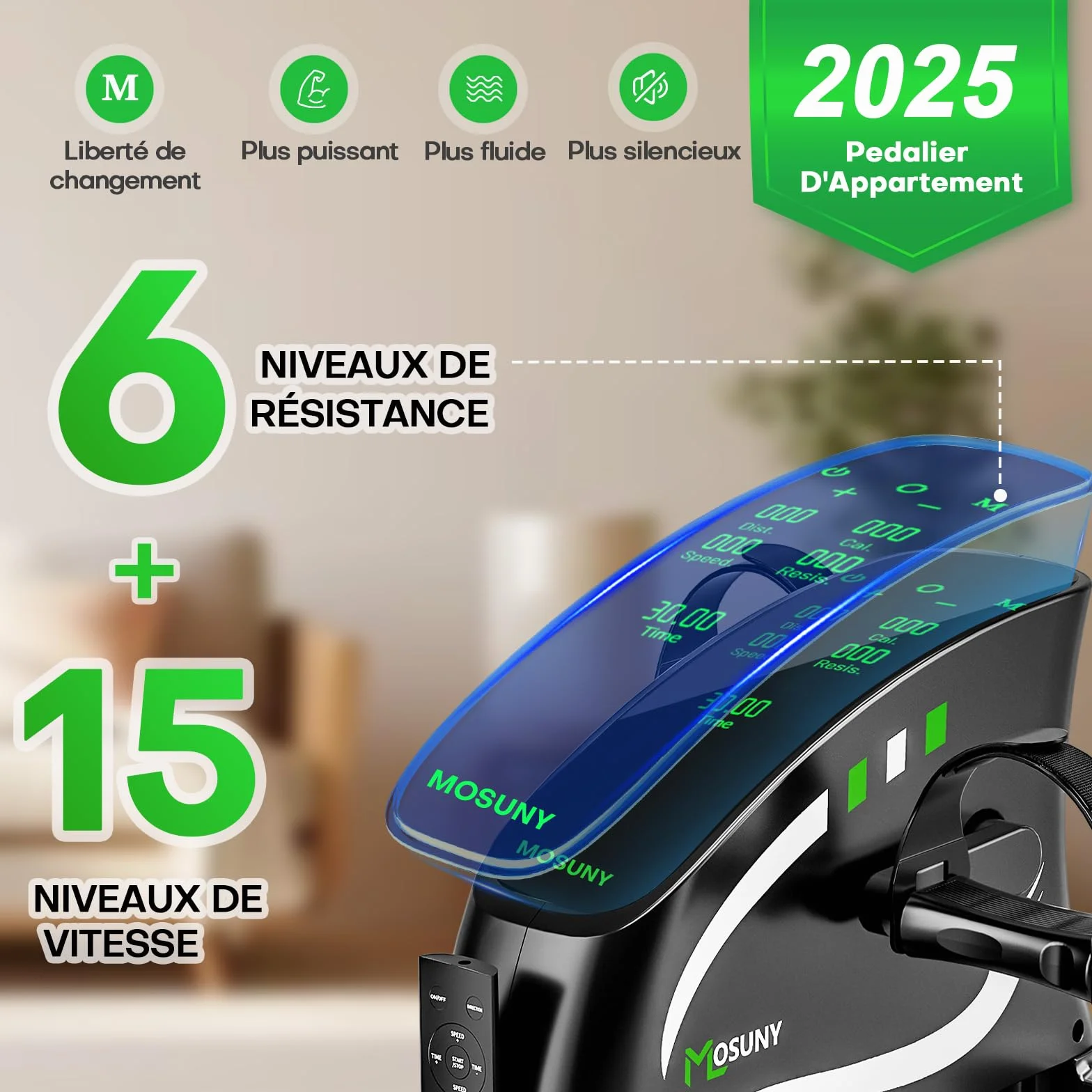 Mini Velo Appartement Pedalier avec Résistance & Vitesse Adjustable, 2 en 1 Bureau Électrique pour Bras et Jambes, Grand Écran LCD
