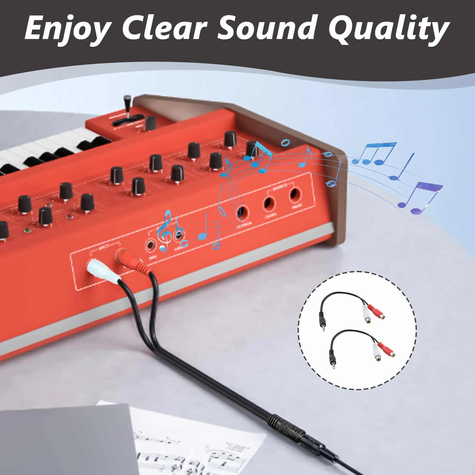 2 Pièces Adaptateur Audio Stéréo RCA vers Jack 3,5 mm, Convertisseur 2x RCA Femelle vers Fiche Jack Mâle, Câble Audio Hi-Fi Haut, Connexion TV, Chaîne Stéréo, Amplificateur, Enceinte, Smartphone