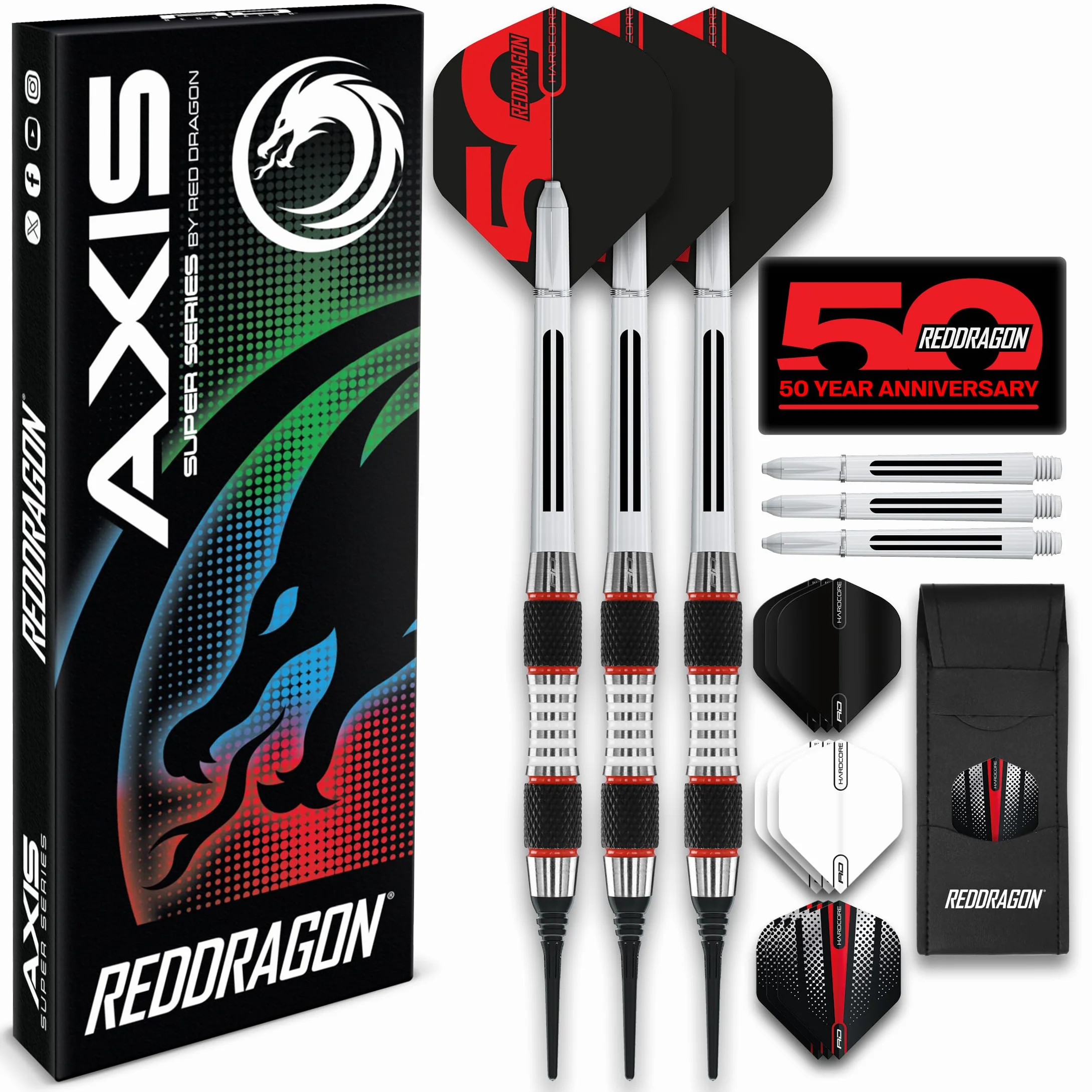 RED DRAGON Axis Softip Fléchettes en tungstène avec Pointes en Acier