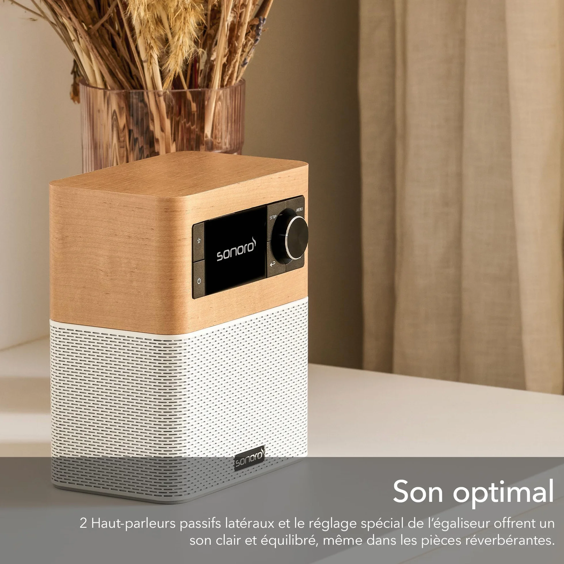 sonoro Stream Radio Internet avec Bluetooth (FM, Wi-FI, Spotify, Deezer, résistante aux éclaboussures) érable/Blanc