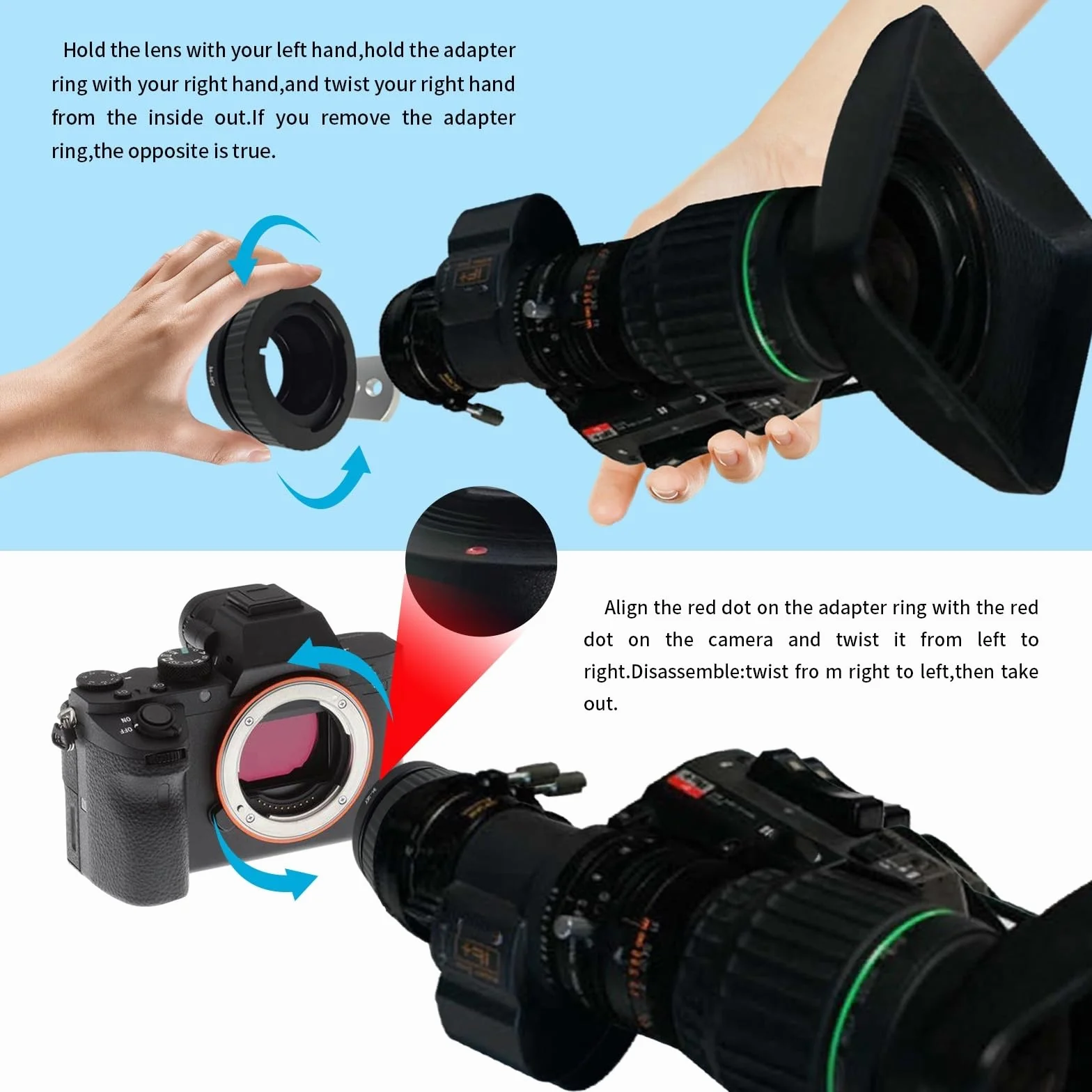 Adaptateur d'objectif B4-EF M compatible avec objectif B4 2/3" Broadcast Grade Mount et pour appareil photo EOS-M (monture EF-M) EF M M2 M3 M5 M6 M10 M50 M100. Avec support trépied