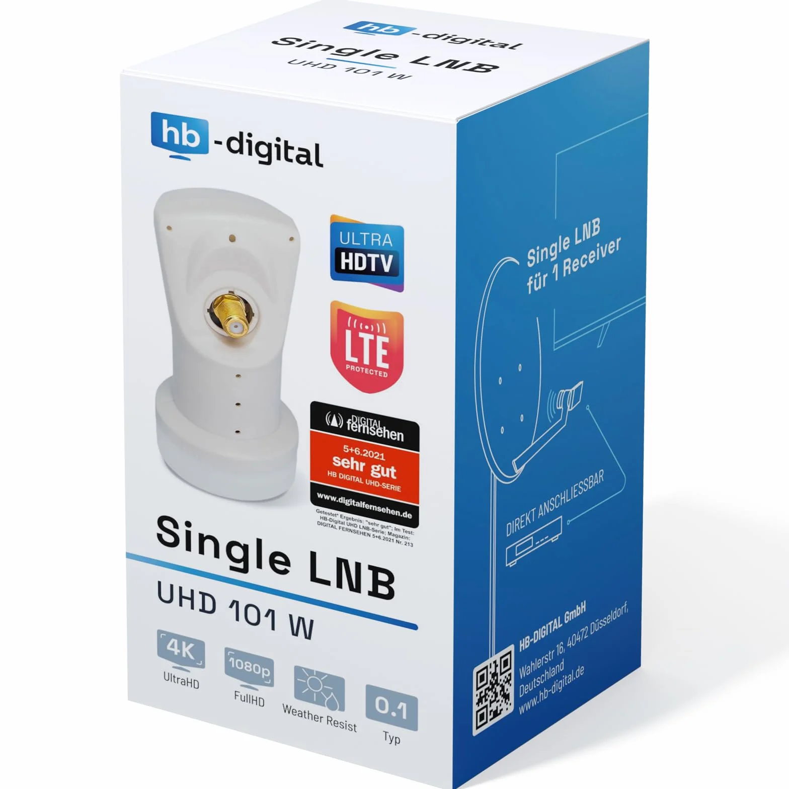 LNB LNC Full HD TV 3D Kit avec prise F dorée HB DIGITAL