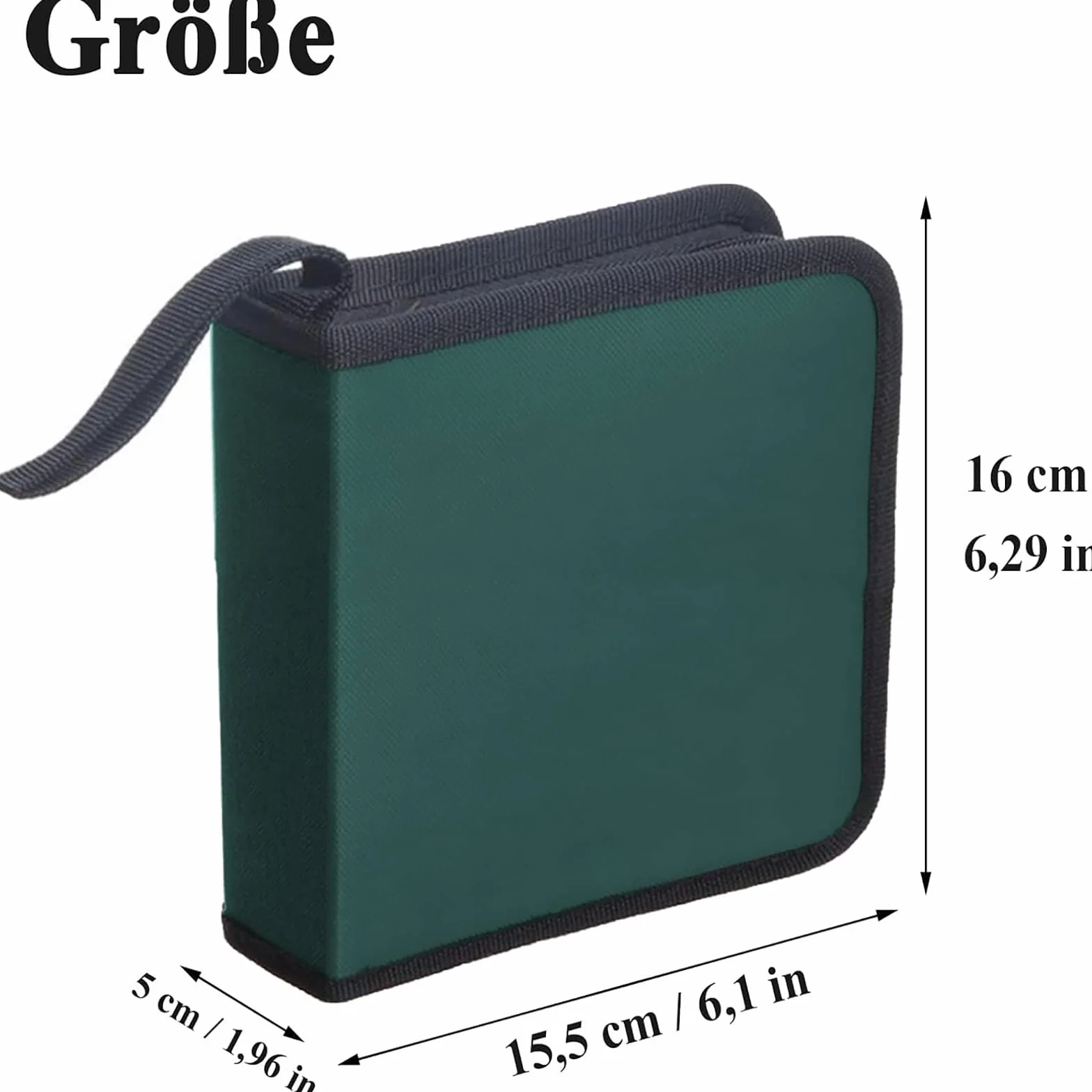 Pochette CD, Sac de Rangement à Fermeture éclair, Sac de Rangement de Disques pour 40 Disques, Sac de Rangement de CD pour la Voiture et la Maison, Sac de Rangement de Disques, Vert