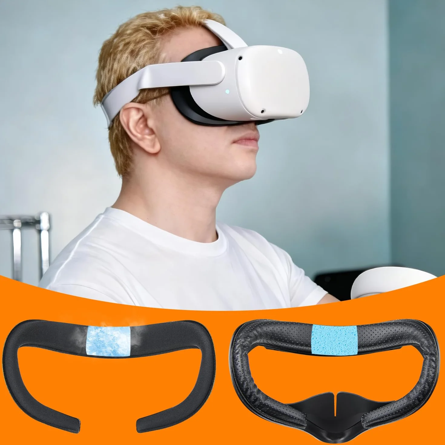 SOULWIT 2 Pièces Gel de Refroidissement Face Cover Pad pour Meta Quest 2, Remplacement pour VR Casques