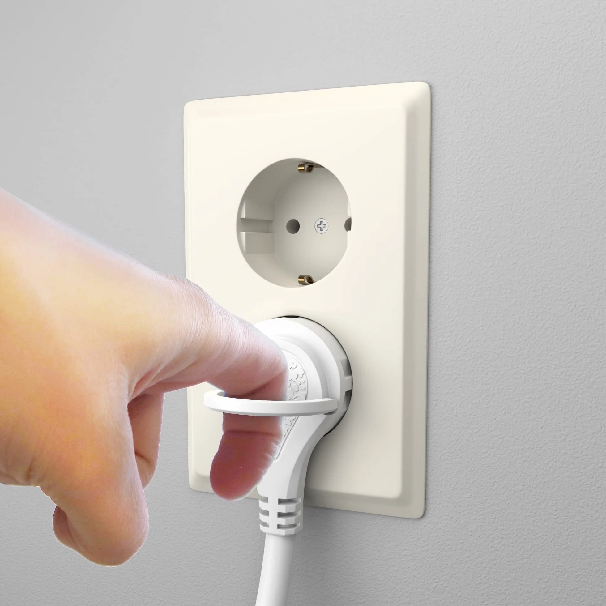 MutecPower 2m Rallonge Schuko avec fiche Plate coudée à 90° avec Contact de Protection jusqu'à 250V 16A rallonge de câble IP20 avec Contacts de Terre - Prolongateur de 2 mètres Blanc