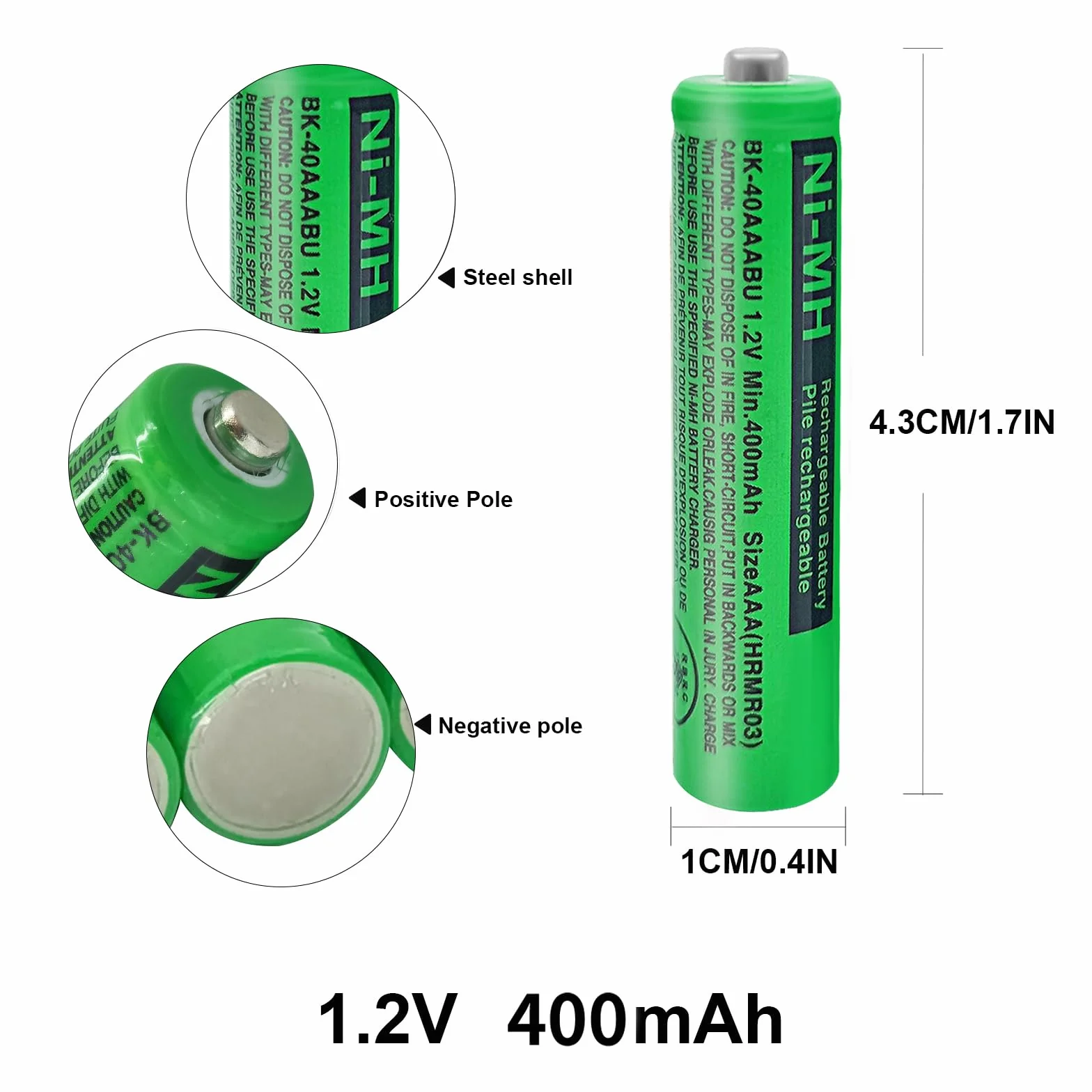 Panosonic Gigaset DECT Piles Rechargeables Ni-MH AAA 1,2V 400mAh Lot de 2 BK-40AAABU