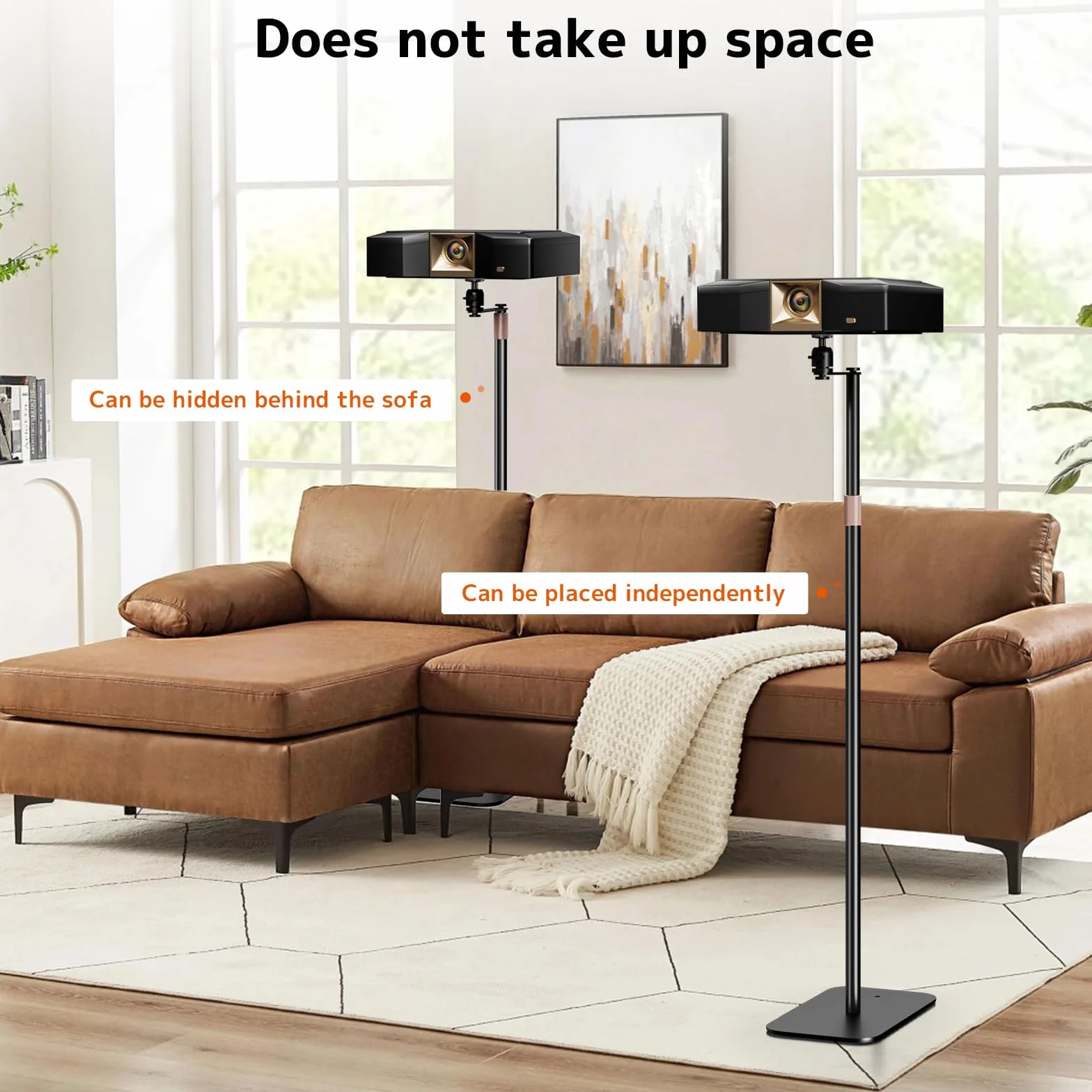 PUTORSEN Support projecteur, Hauteur réglable 92,4-123,4 cm, Rotation 360°, Capacité 5 kg