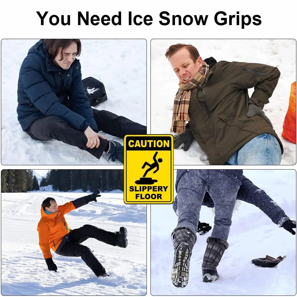 Flintronic Crampons à Neige Antidérapants en Acier Inoxydable pour Chaussures, Griffes à Glace Universelles