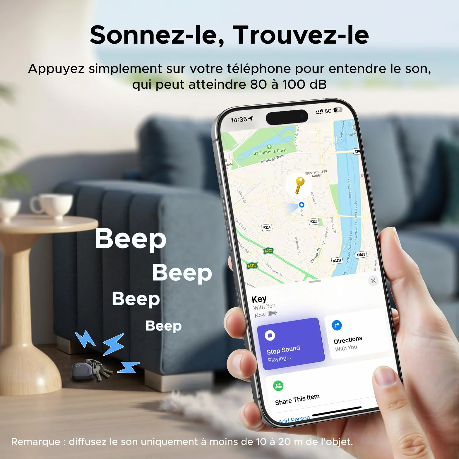 UGREEN FineTrack Tag Traceur Fonctionne avec Find My (iOS Uniquement) Chargement USB C Localisateur d'Objets Bluetooth pour Clés Valises Portefeuilles Wallet Bagages Sacs avec Câble USB C Lot de 4
