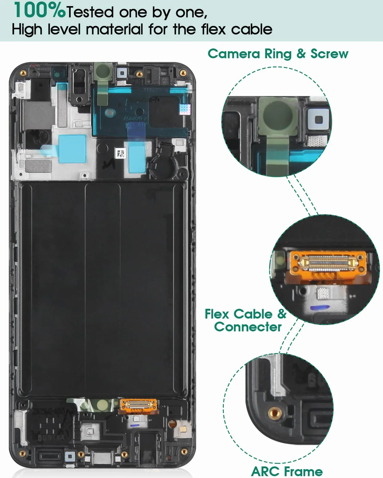 Pour Samsung Galaxy A50 A505 Écran LCD de remplacement A505F, SM-A505FN A505GN A505G Écran LCD Capteur Numériseur (Incell Noir avec cadre)