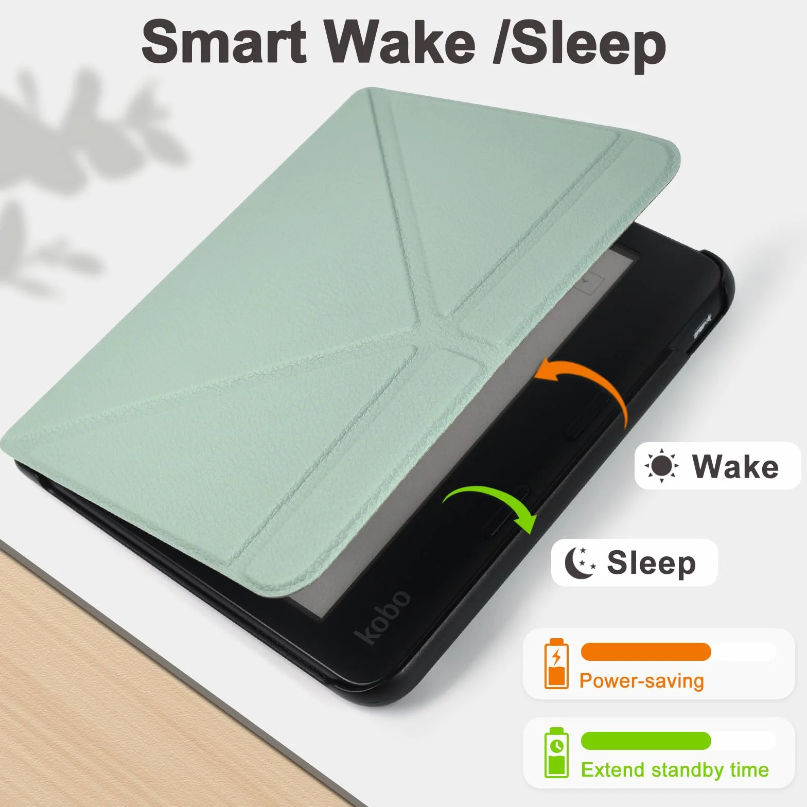 RSAquar Coque pour Kobo Libra Colour (Modèle : N428) Et Tolino Vision Colour 2024 avec Fonction Auto Veille Réveil, Vert Agave