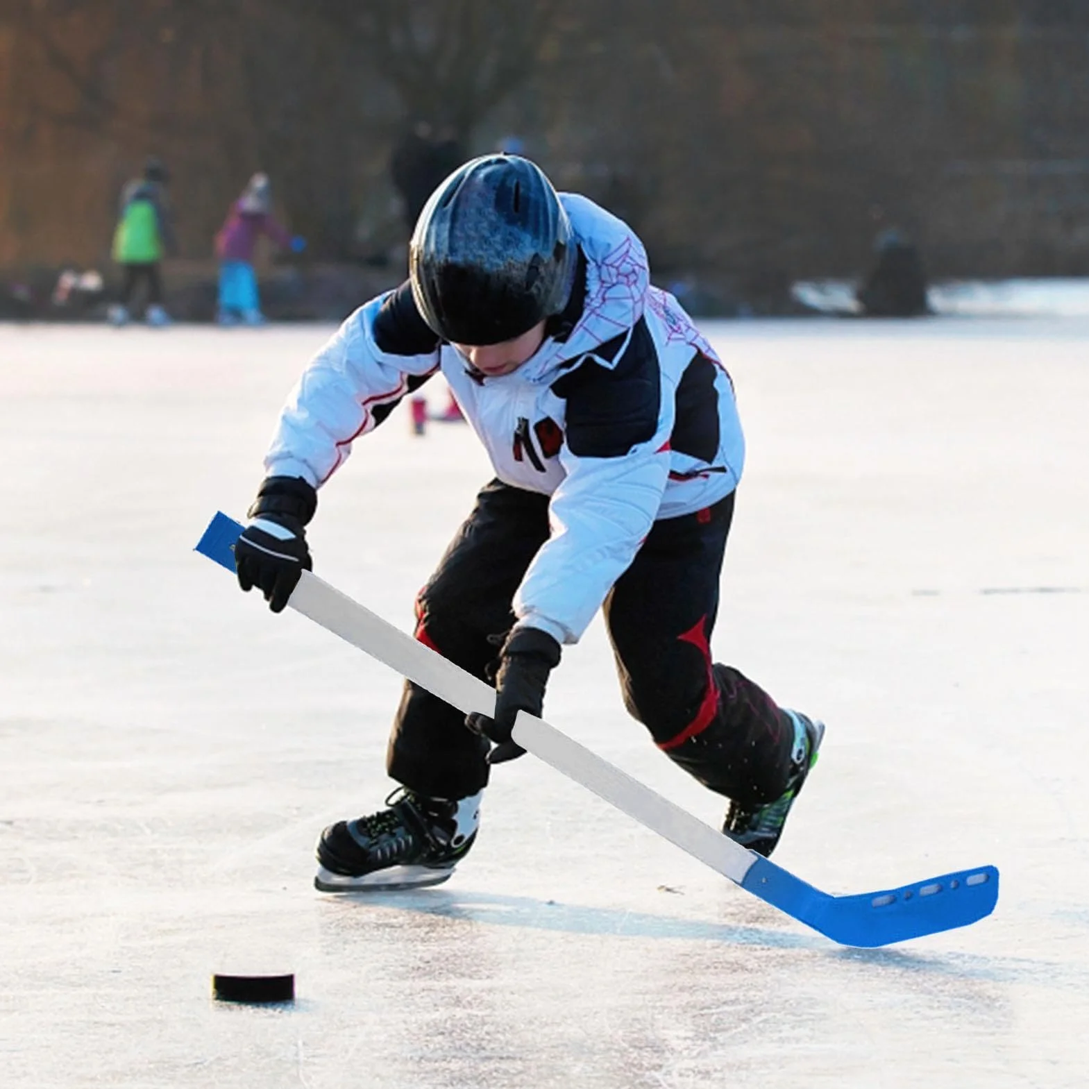Ensemble De Hockey De Rue pour Enfants - Crosse et Bâtons Professionnels, Équipement Plein Air - 2 Rondelles