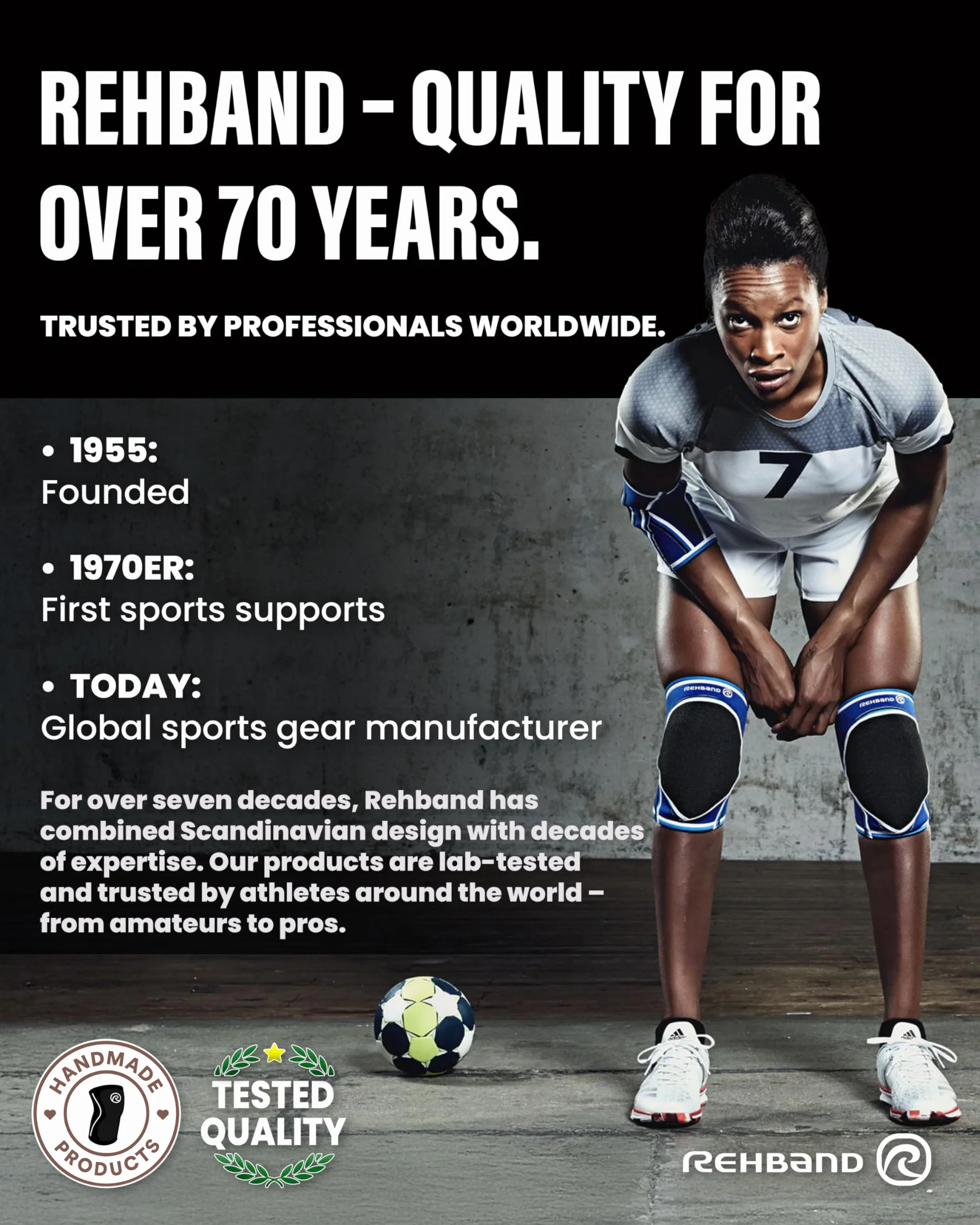 Rehband Genouillères Néoprène Handball Volley-ball Protection Genou Noir Taille S