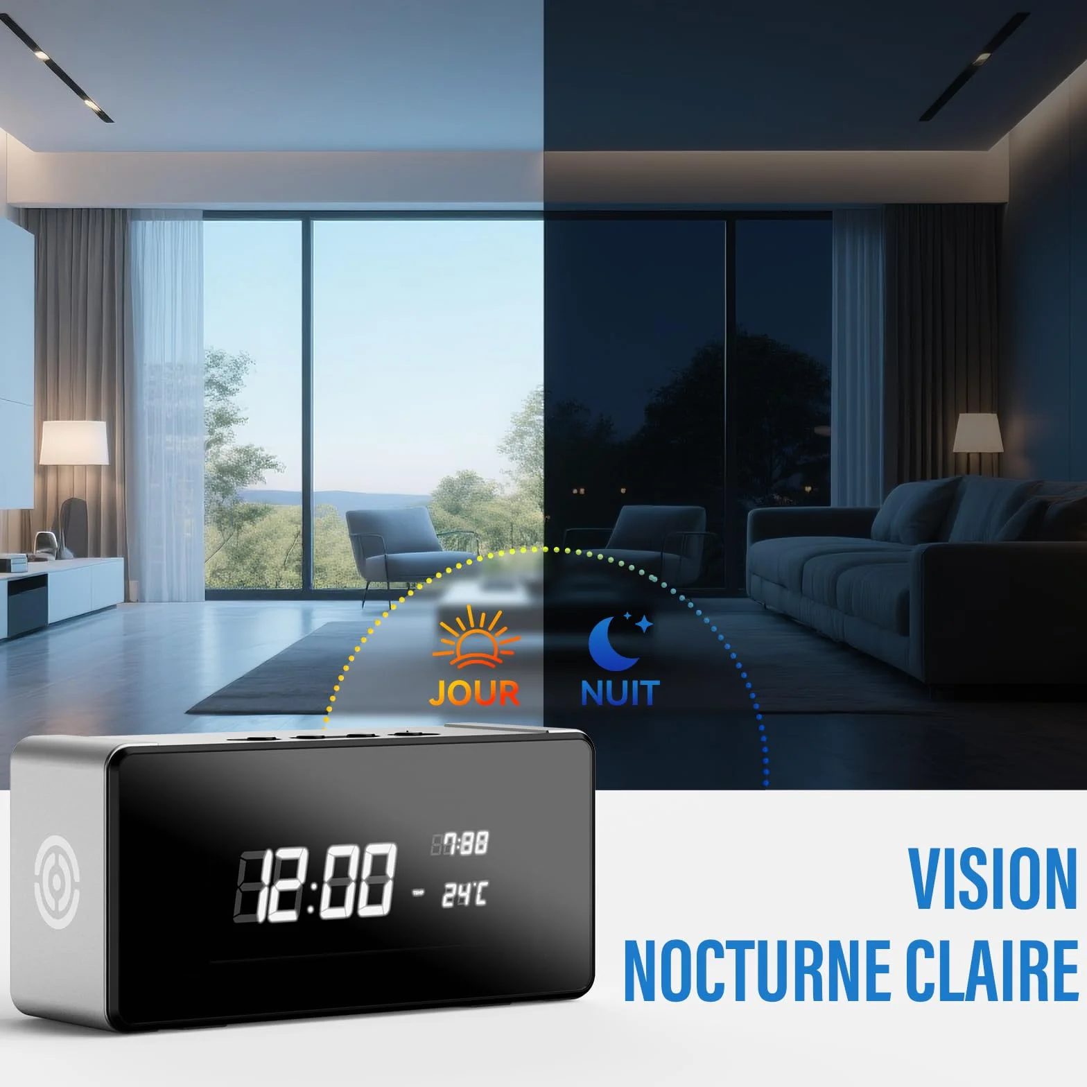 Caméra cachée 4K sans Fil Vision Nocturne Grand Angle Détection Mouvement Sécurité Intérieure