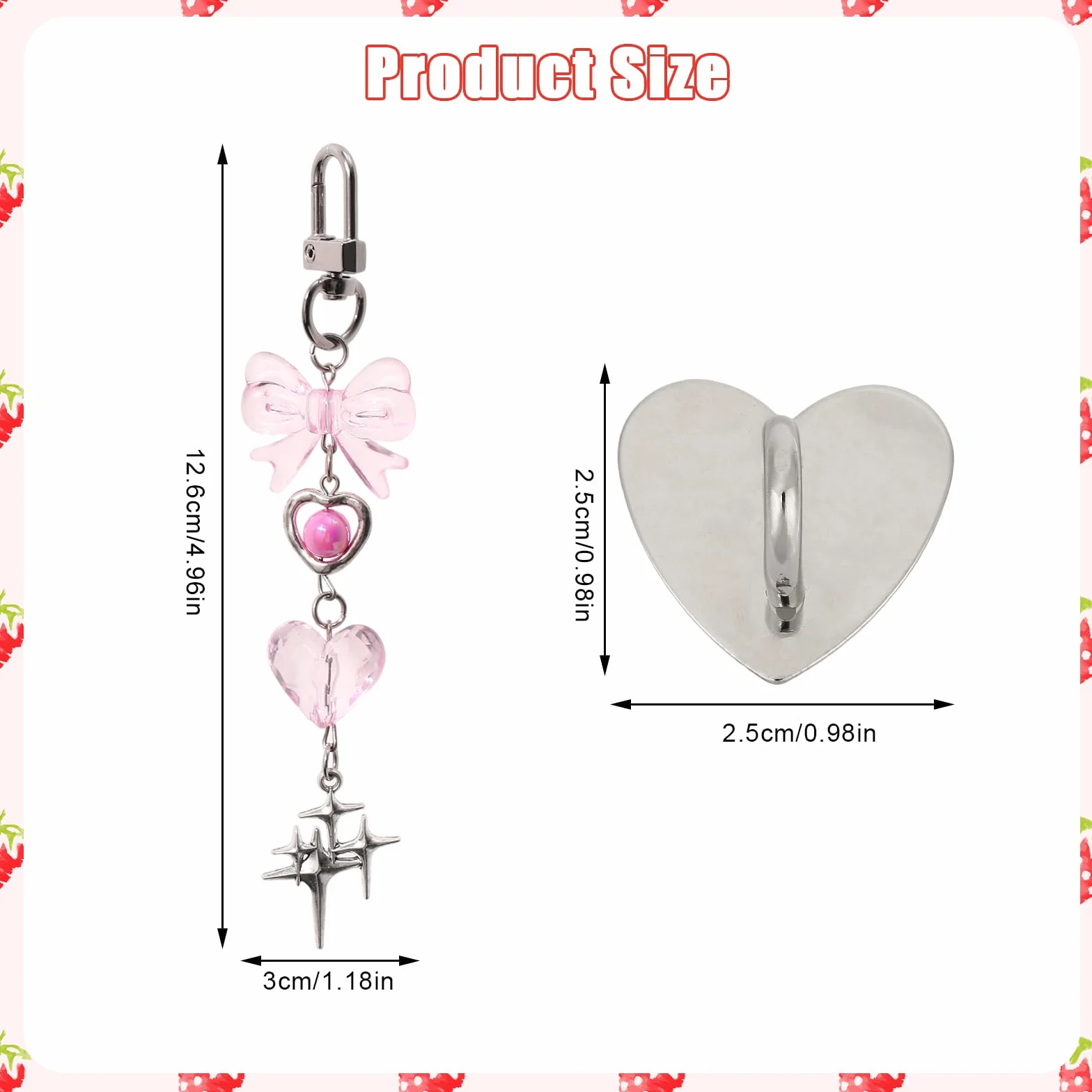 Chaîne de Charme pour Kindle, Délicate avec Nœud Cœur Étoile, Accessoire pour Étui de Téléphone Tablette Liseuse (Rose)