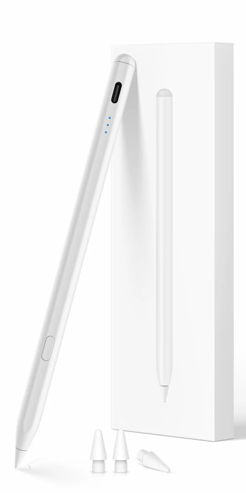 Stylet pour Apple iPad 2018-2026, Recharge Rapide, Rejet de Paume, Détection d'Inclinaison