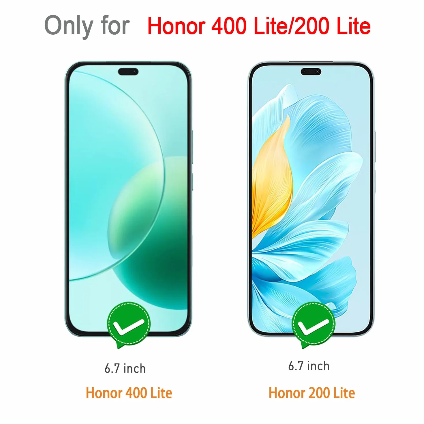 WFTE [Lot de 2 Verre Trempé pour Honor 400 Lite/Honor 200 Lite, 0,26mm Film de Protection D'écran avec Haute Transparence à 99%, Anti-trace Protecteur avec Dureté 9H Glass