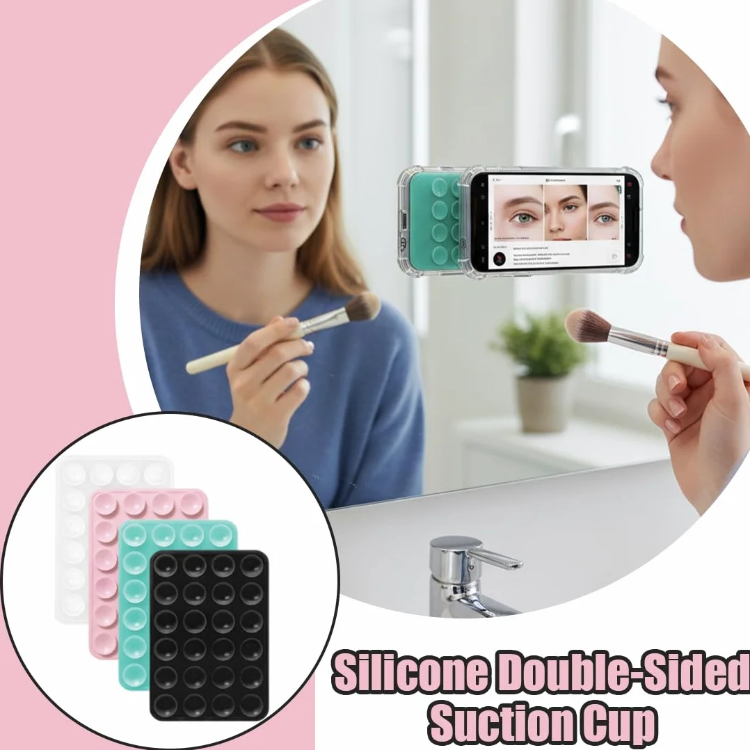 YAYNO 4 Pièces Ventouse Téléphone Portable double face en silicone Ventouse Silicone Coque Qui Adhère Au Mur Support mains libres pour miroir de douche et poignée à selfie de voiture