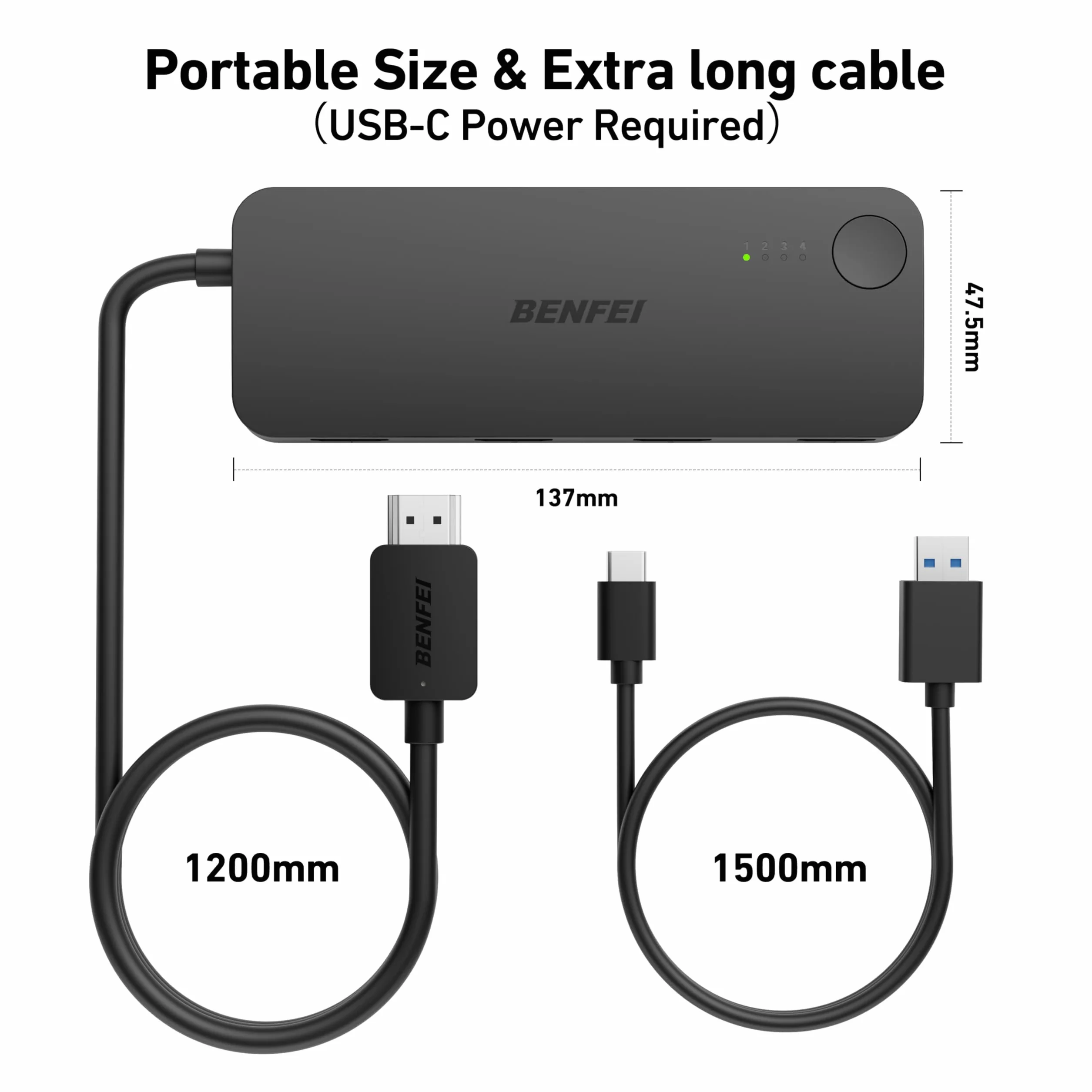 BENFEI Commutateur HDMI 4 Ports 4K@60Hz 2K@144Hz HDCP 2.3