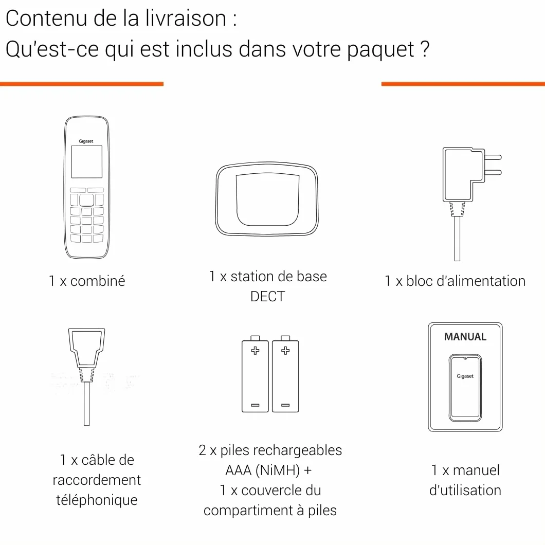 Gigaset Start 120 Téléphone DECT, Blocage d’appels, Écran rétroéclairé 1,5", Mains Libres, Autonomie 11h, Anthracite