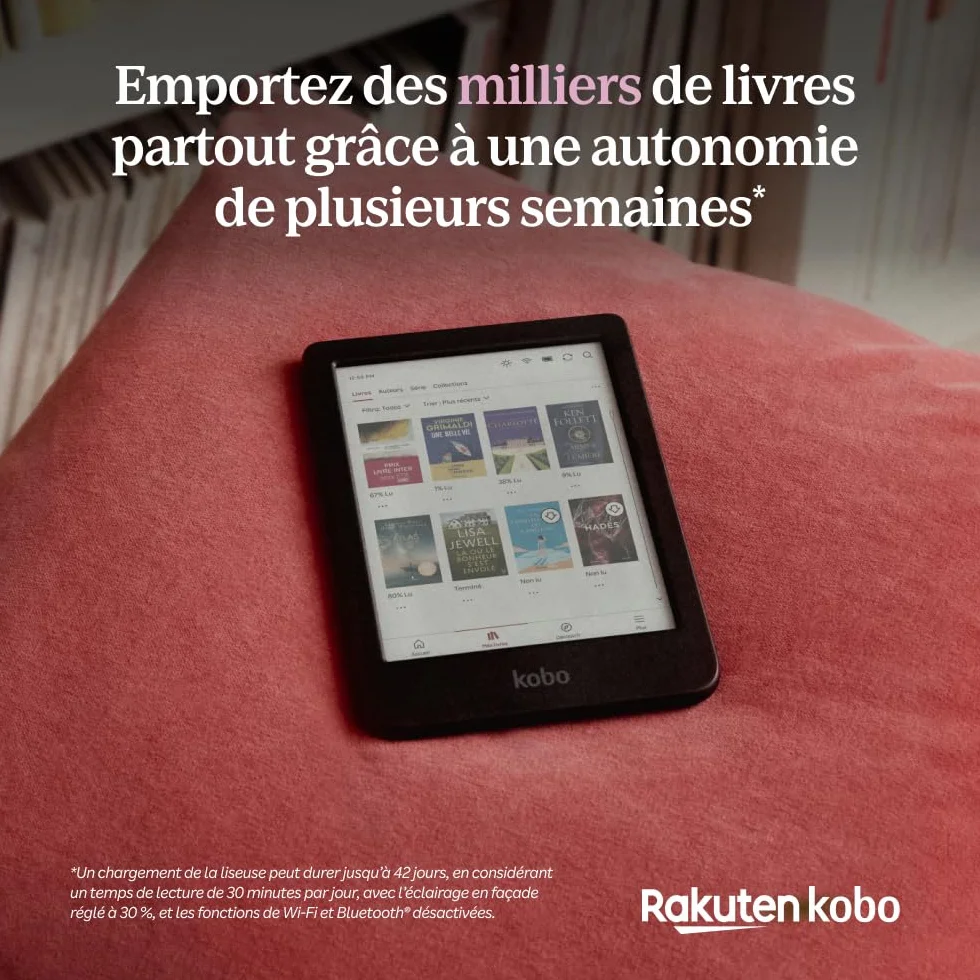 Kobo Clara Colour | Liseuse eBook Couleur | Écran Couleur E Ink Kaleido™ 3 sans Reflets de 6" | Option Mode Sombre | Étanche | Livres Audio | 16 Go de Stockage | Noir