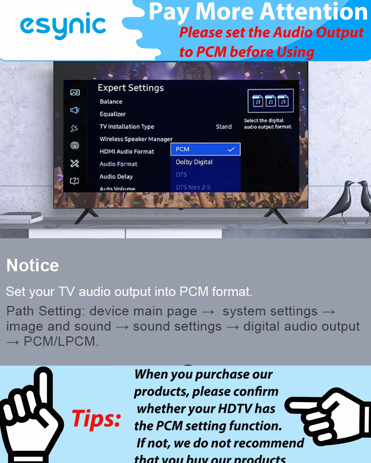eSynic DAC convertisseur audio numérique vers analogique RCA L/R 3,5 mm câble optique PS3 Xbox 360 HDTV