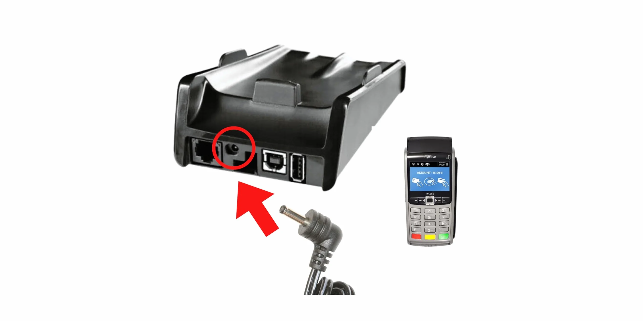 Alimentation Chargeur pour Terminal de paiement bancaire Ingenico Move 5000, Move 3500, iWL250, IWL220, IWL221, IWL222, IWL251, IWL252