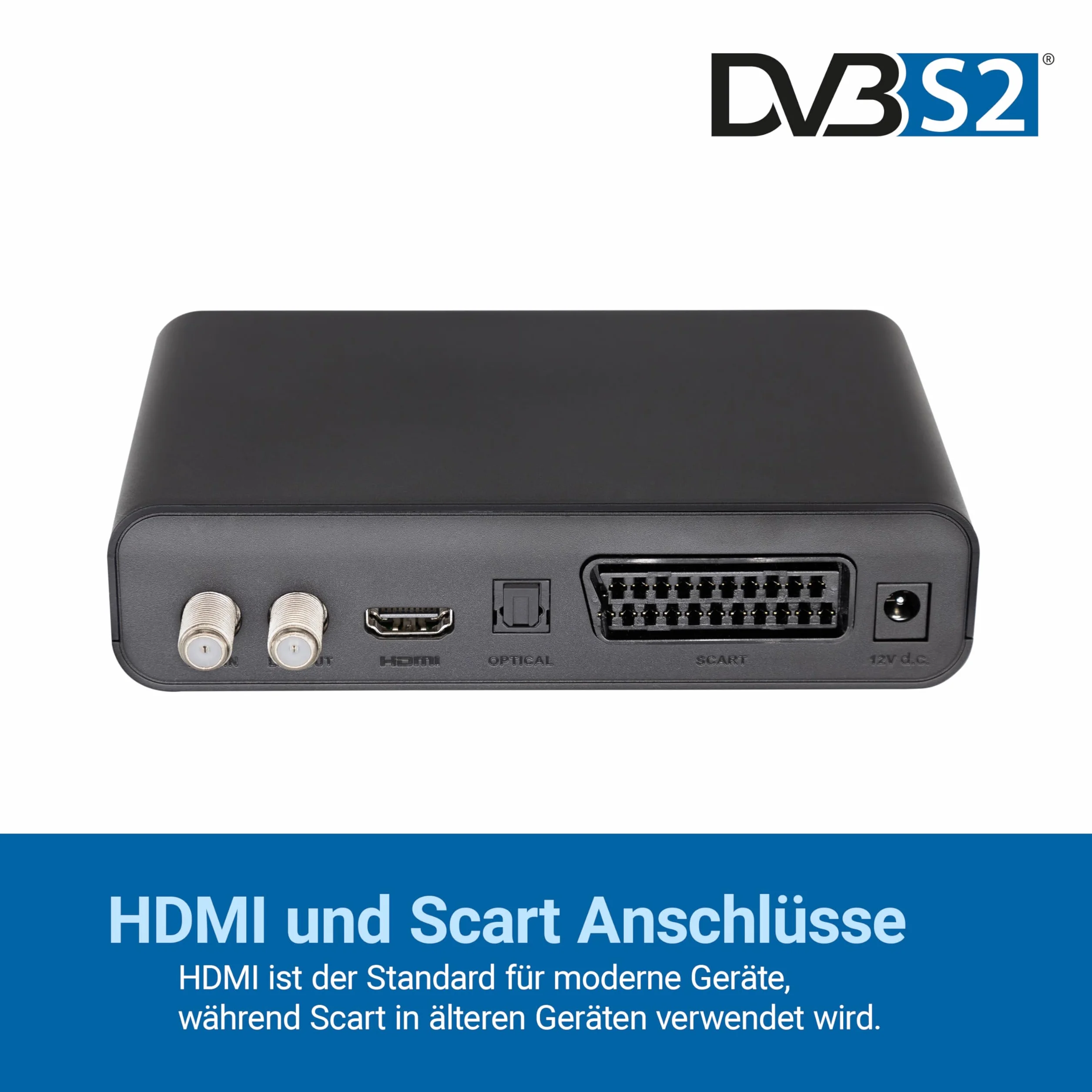Humax Digital HD Nano Récepteur Satellite numérique HD 1080P HDTV avec Bloc d'alimentation 12 V Camping – Astra préinstallé – HDMI, péritel, DVB-S/S2, sans câble HDMI