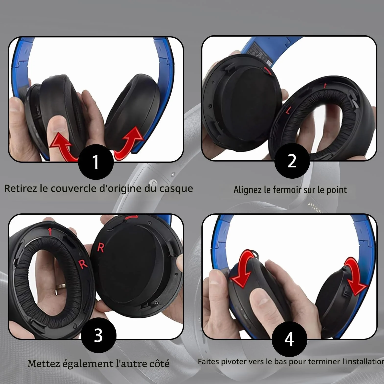 Coussinets Casque d'oreille de Remplacement pour PlayStation 5 Pulse PS5 3D avec Tissu Respirant et Mousse Anti-Bruit