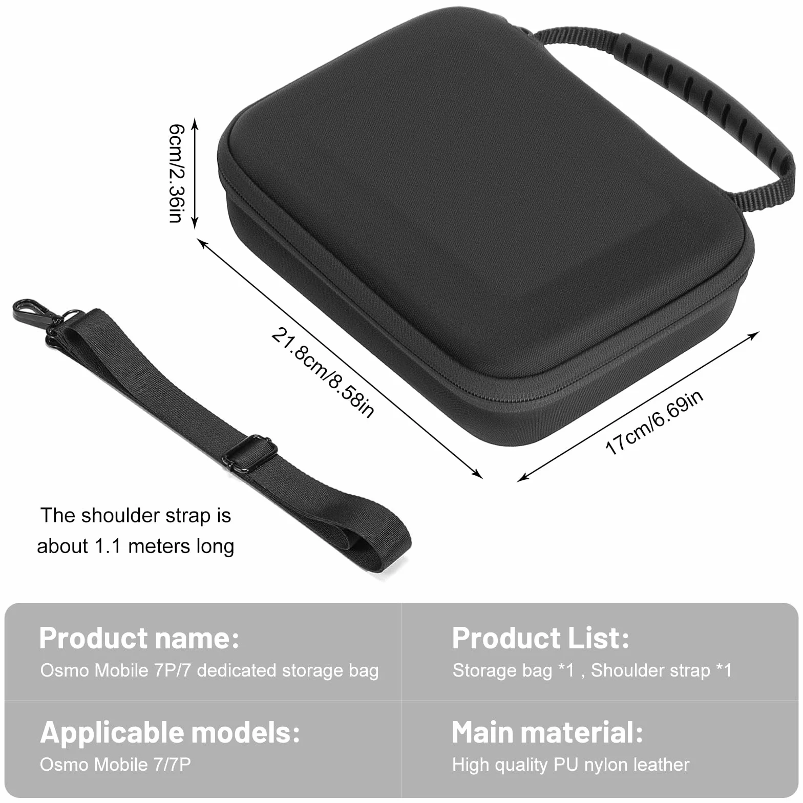 Étui Sac pour DJI Osmo Mobile 7P/8, Sac de Rangement Portable Compact pour DJI Osmo Mobile 7/7P/8 Vlog Combo