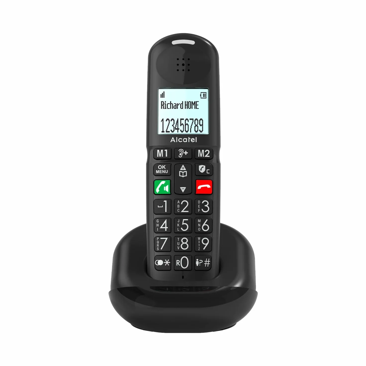 ALCATEL XL685 - Téléphone Fixe sans Fil DECT Senior Format XL - Écran Graphique Haute lisibilité - Grandes Touches - Audio Boost - Mains Libres - Blocage des Appels - Noir