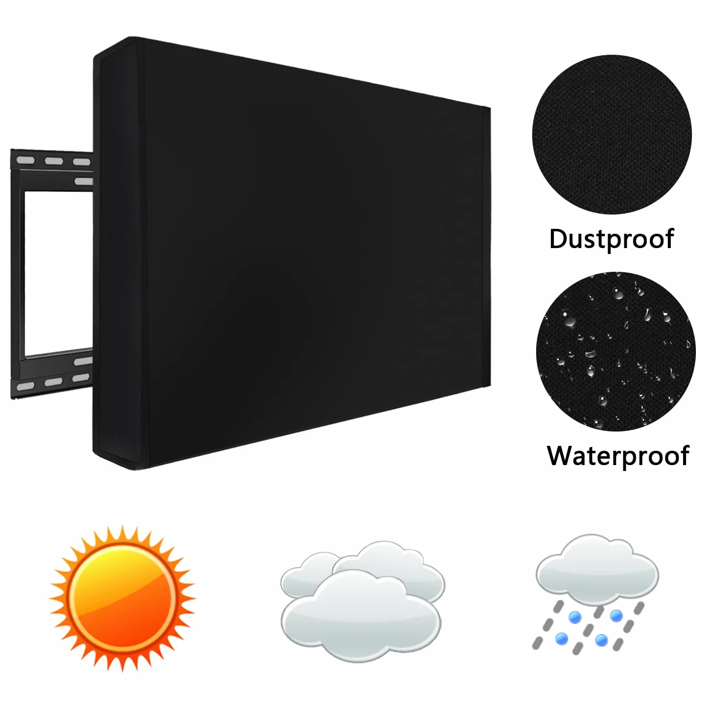 Housse TV extérieure 50"-52" 52 x 33 x 5 pouces Résistant aux intempéries Noir