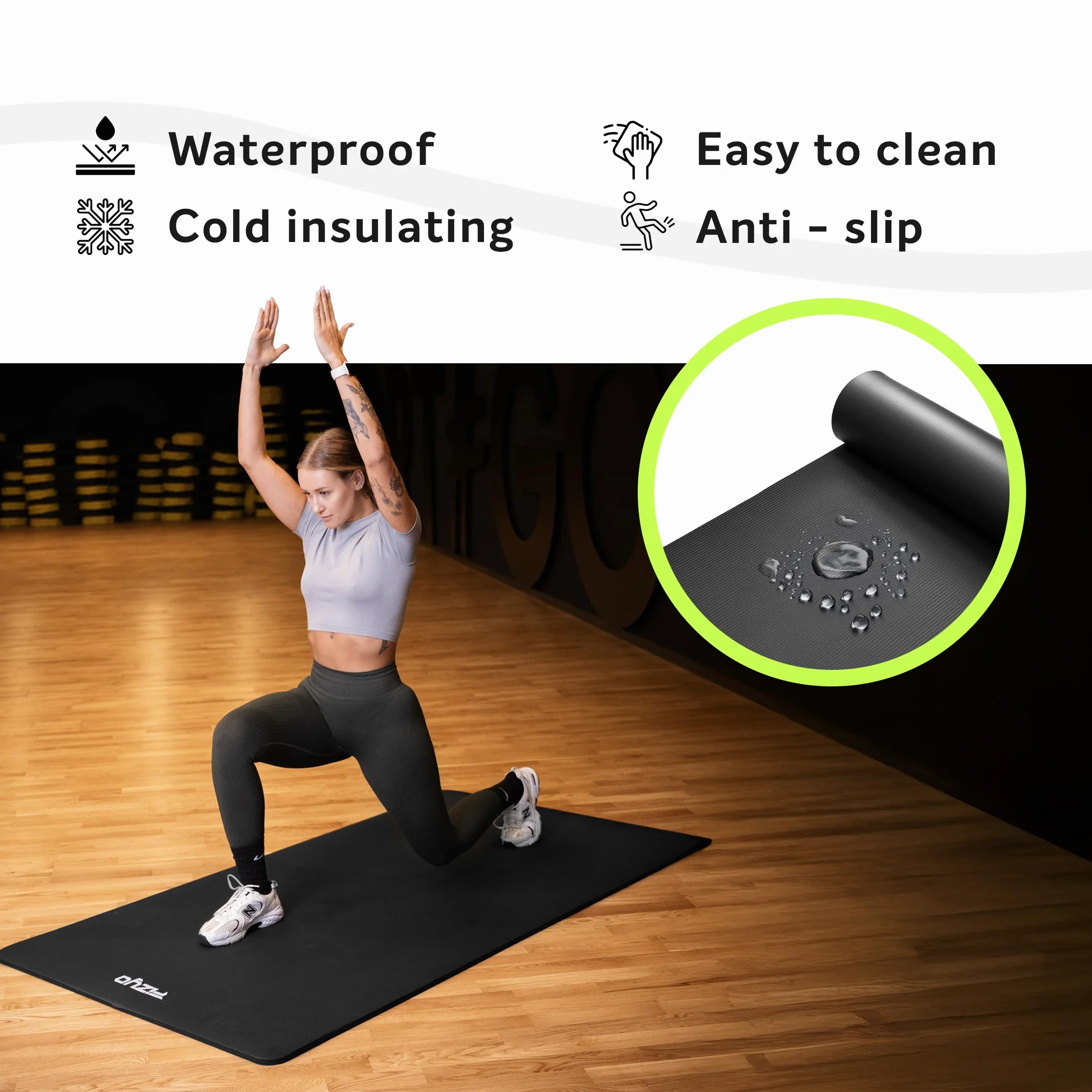 Tapis de yoga Fizyo Mousse NBR antidérapante Caoutchouc Synthétique