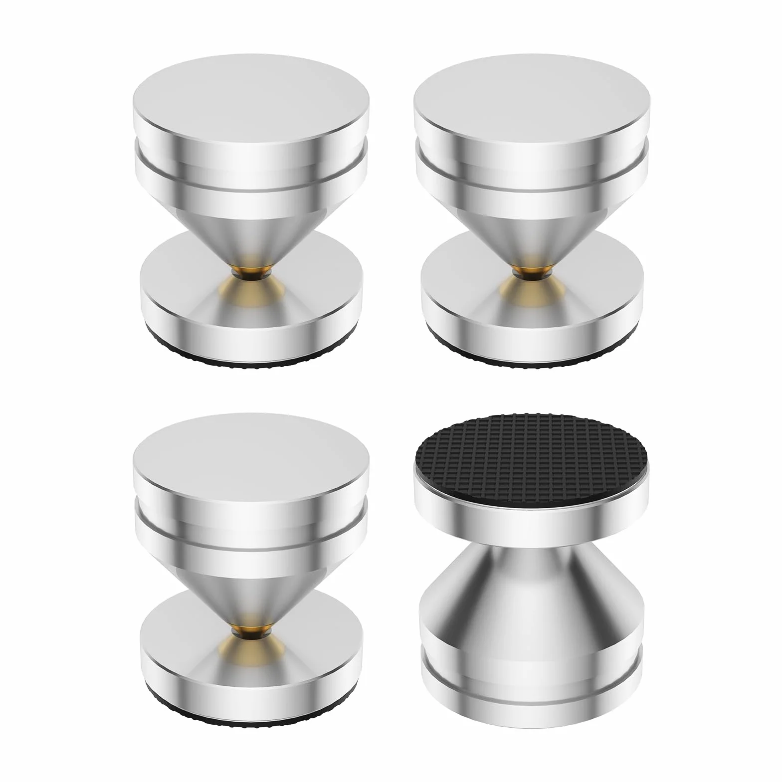 Lot de 8 pointes de haut-parleur, support de haut-parleur, amplificateur audio HiFi, DAC, CD, isolation phonique, pieds en alliage d'aluminium, pieds en alliage d'aluminium (argenté)