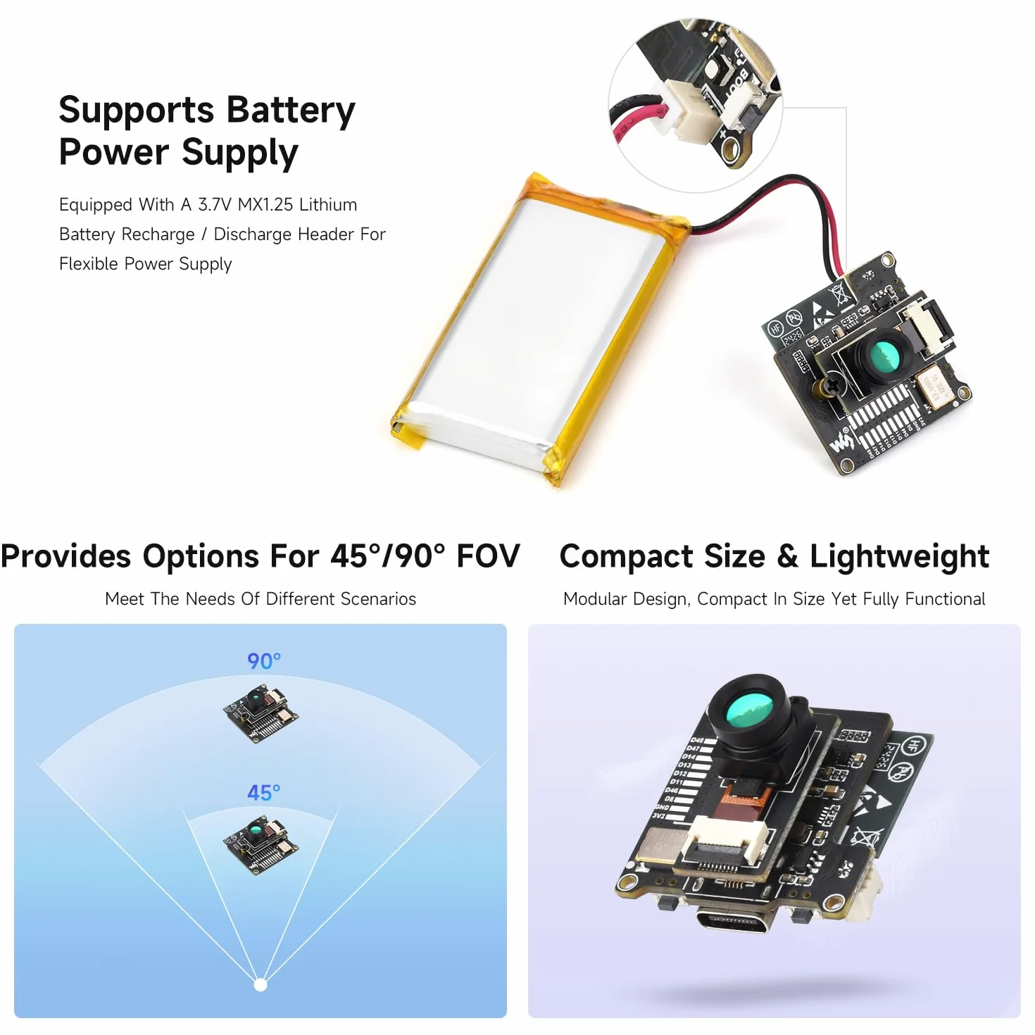 Waveshare ESP32-S3 Infrared Wireless IR Thermal Imaging Camera Module, Type-C Port, 80x62 Array Pixels Basic Version 45 ° Field of View Angle