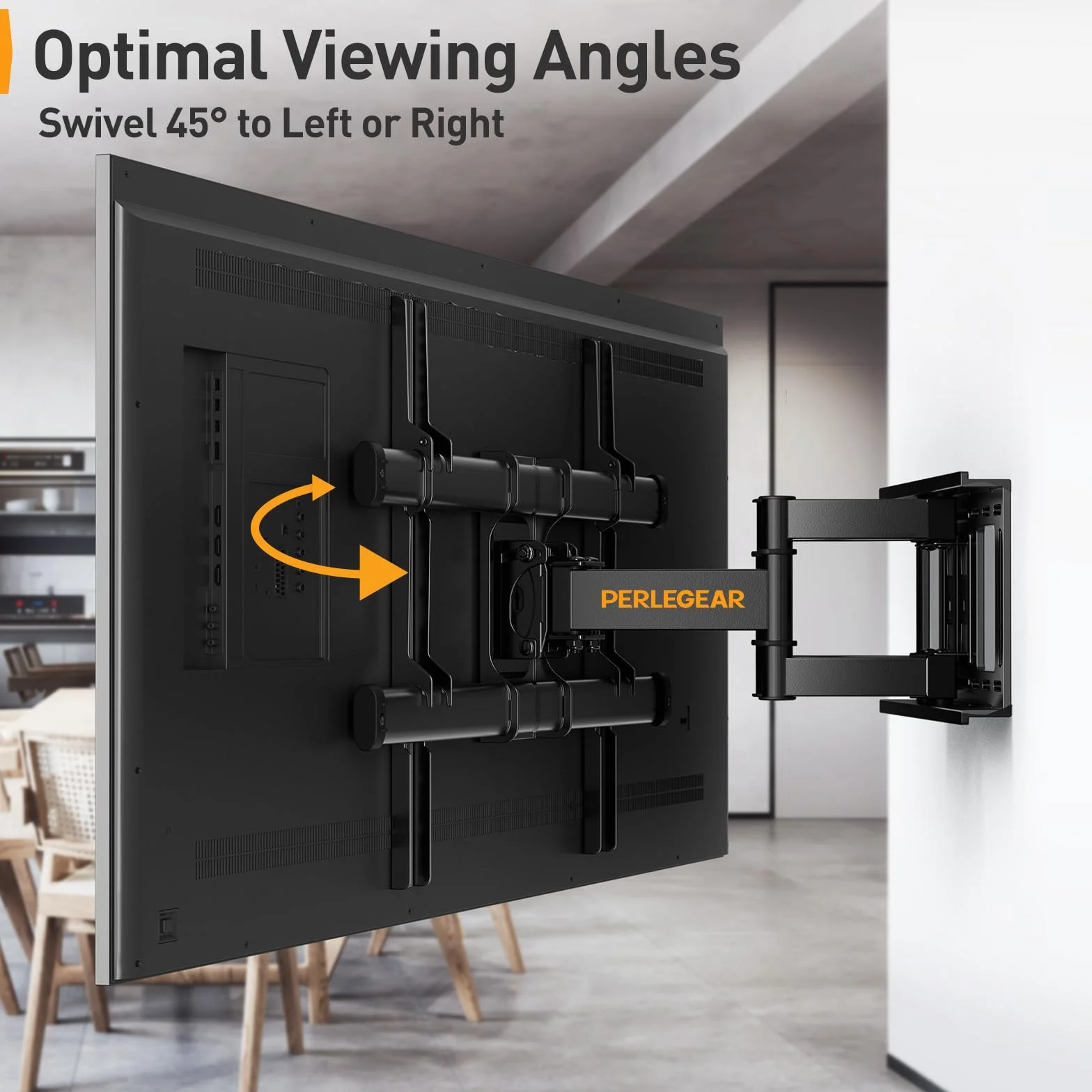 Perlegear Support Mural TV 37-84 Pouces 60KG Fixation TV Murale Inclinable Orientable VESA 600x400mm