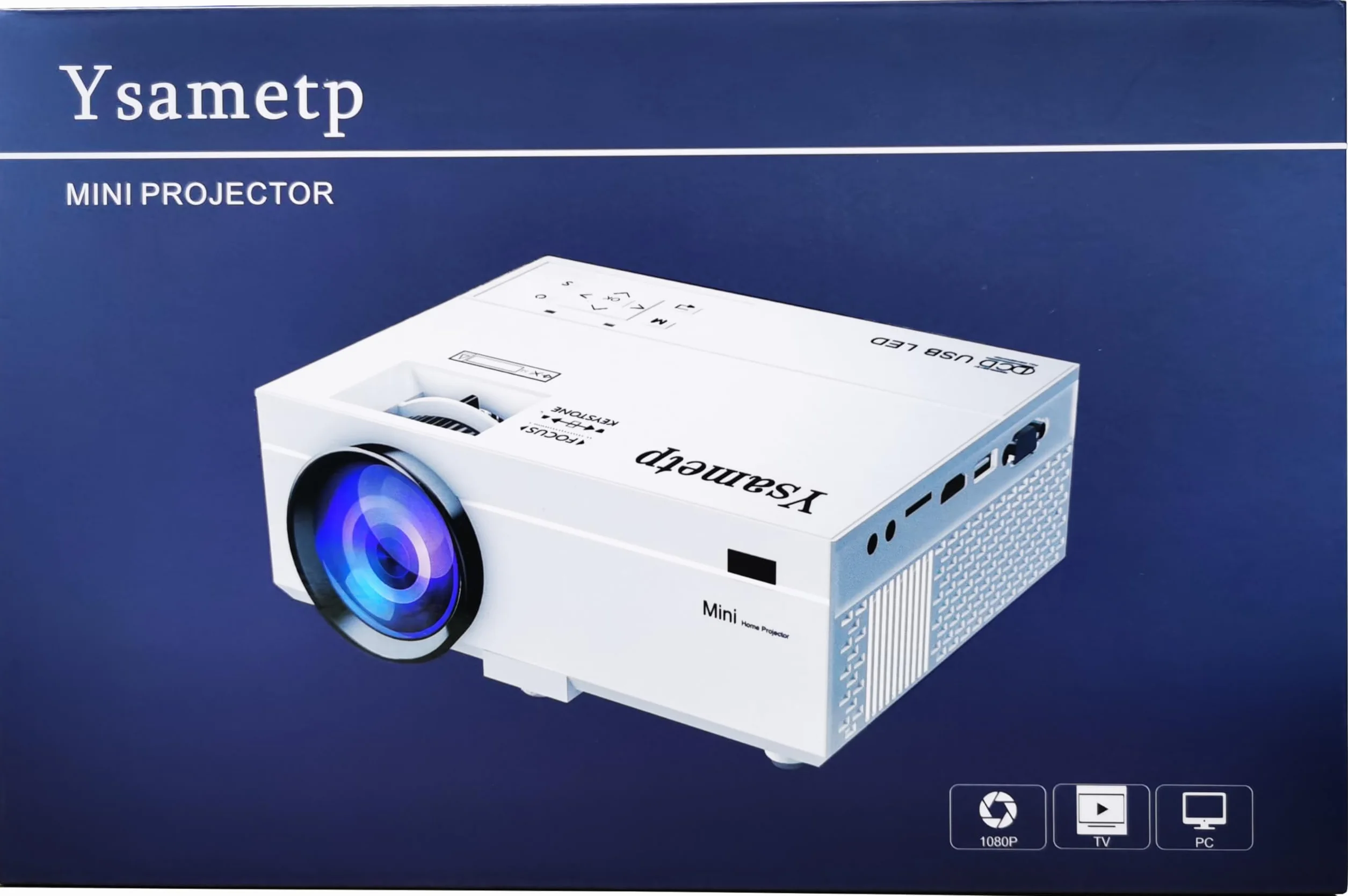 Mini Projecteur 10000 Lumens 1080P Full HD Portable Support HDMI USB AV Blanc M8