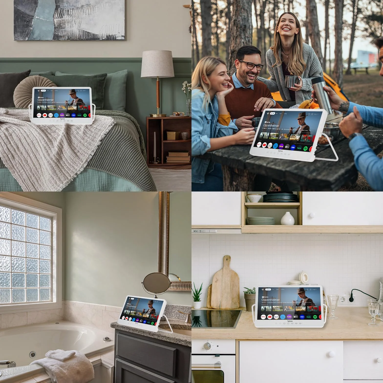 SYLVOX 15,6 Pouces Téléviseur Portable, Smart Google TV IP66 Étanche | Mini TV 1080P FHD Girevole 360°avec Poignée | DVB-C/T/T2/S2 | USB/HDMI -10000mAh (4-6 Heures) pour Camping, Chambre, Cuisine