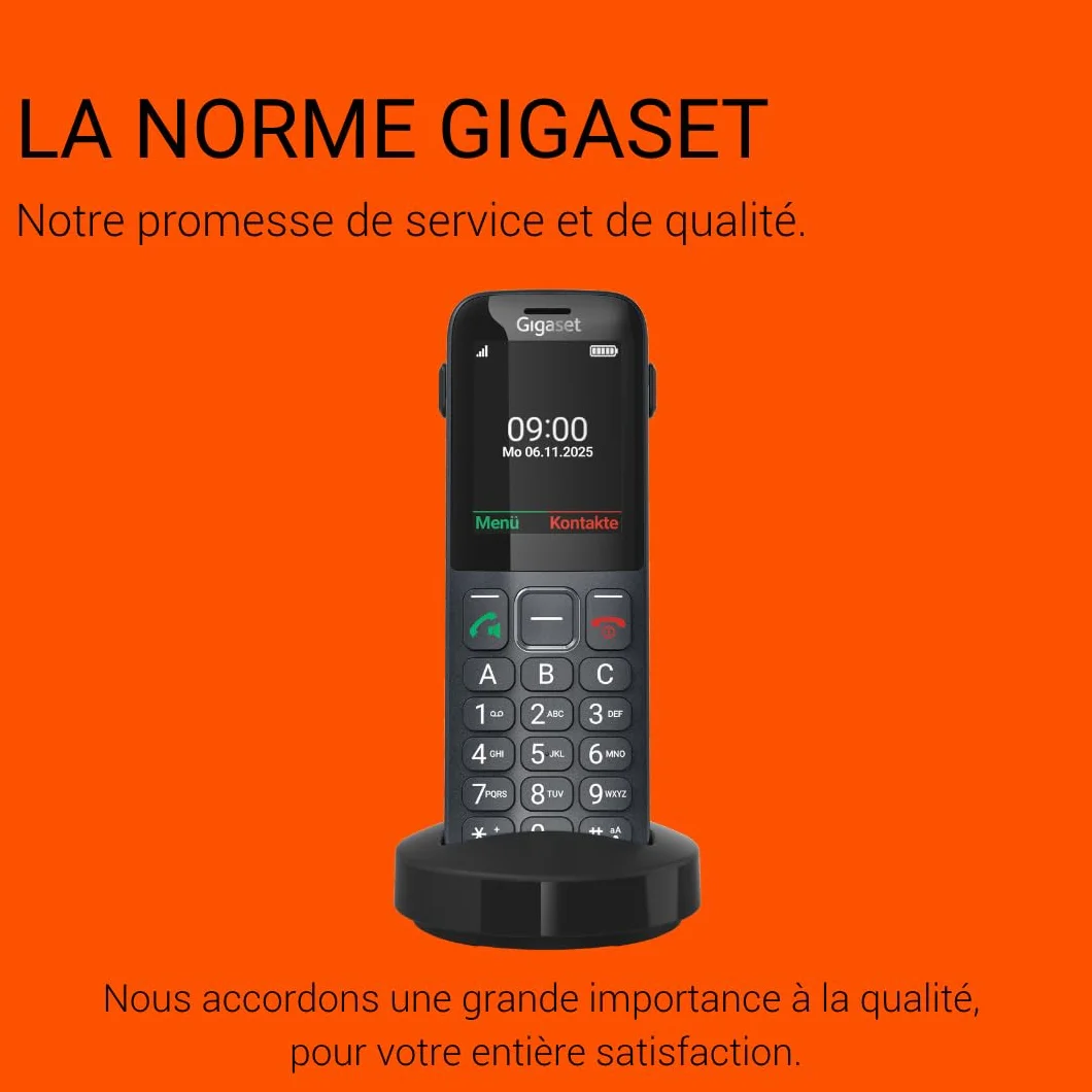 Gigaset Comfort 600 SIM Téléphone 4G Volte HD écran Couleur 2,4 Pouces Bluetooth 5.0 Compatible appareils auditifs Grande mémoire 500 Contacts Anthracite